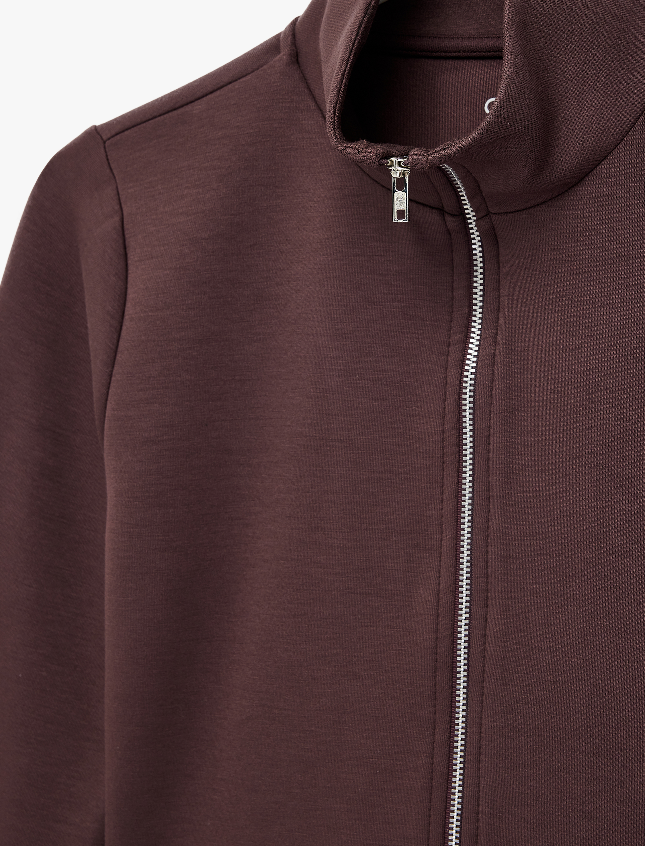   Viskon Karışımlı Dik Yaka Uzun Kollu Fermuarlı Spor Ceket