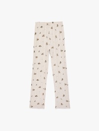 Desenli Beli Lastikli Slim Fit Pijama Altı