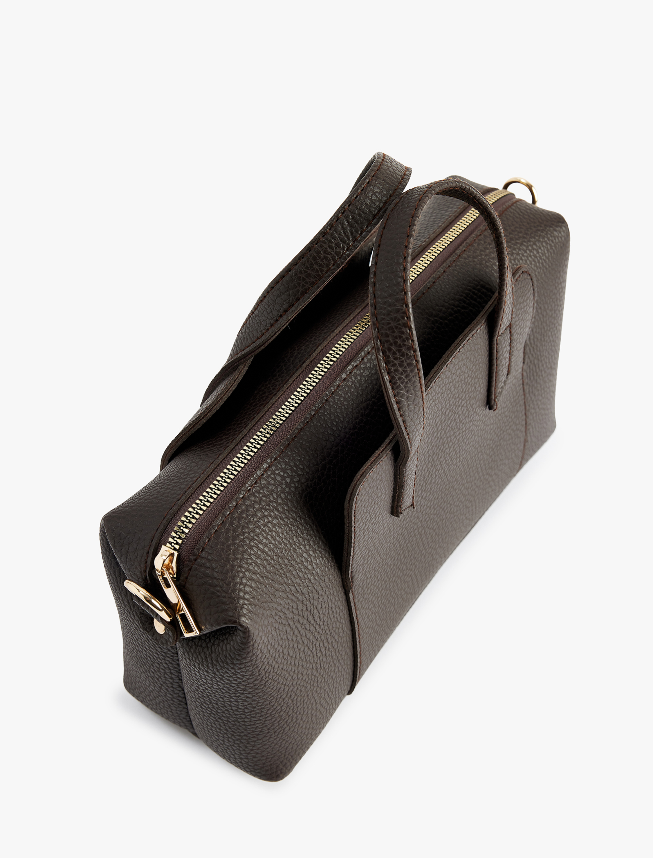  Kadın Suni Deri Saplı Fermuarlı Askılı Çapraz Çanta