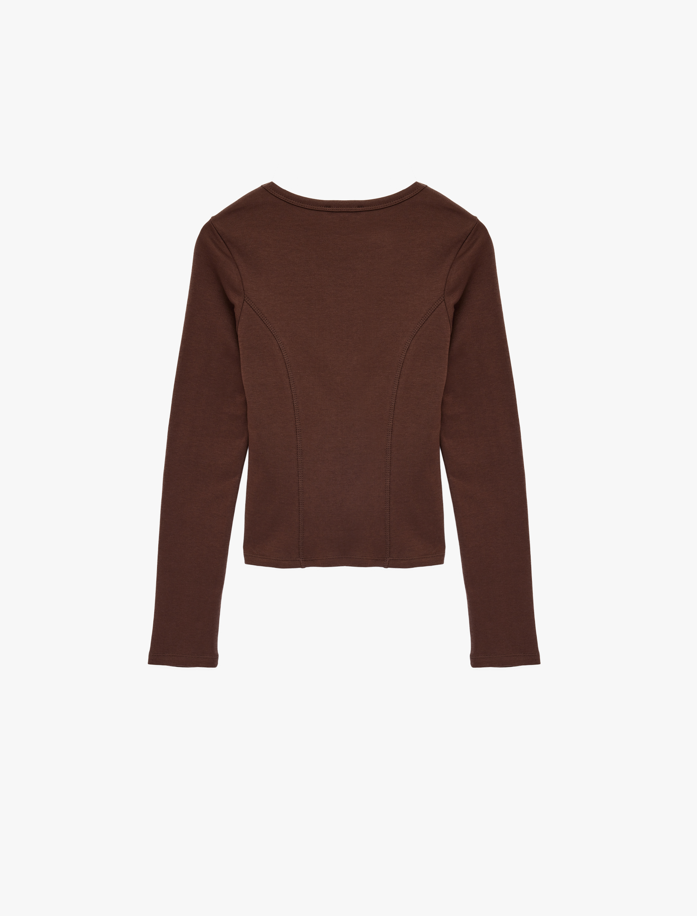   Pamuklu Slim Fit Uzun Kollu Dikiş Detaylı Bisiklet Yaka Tişört