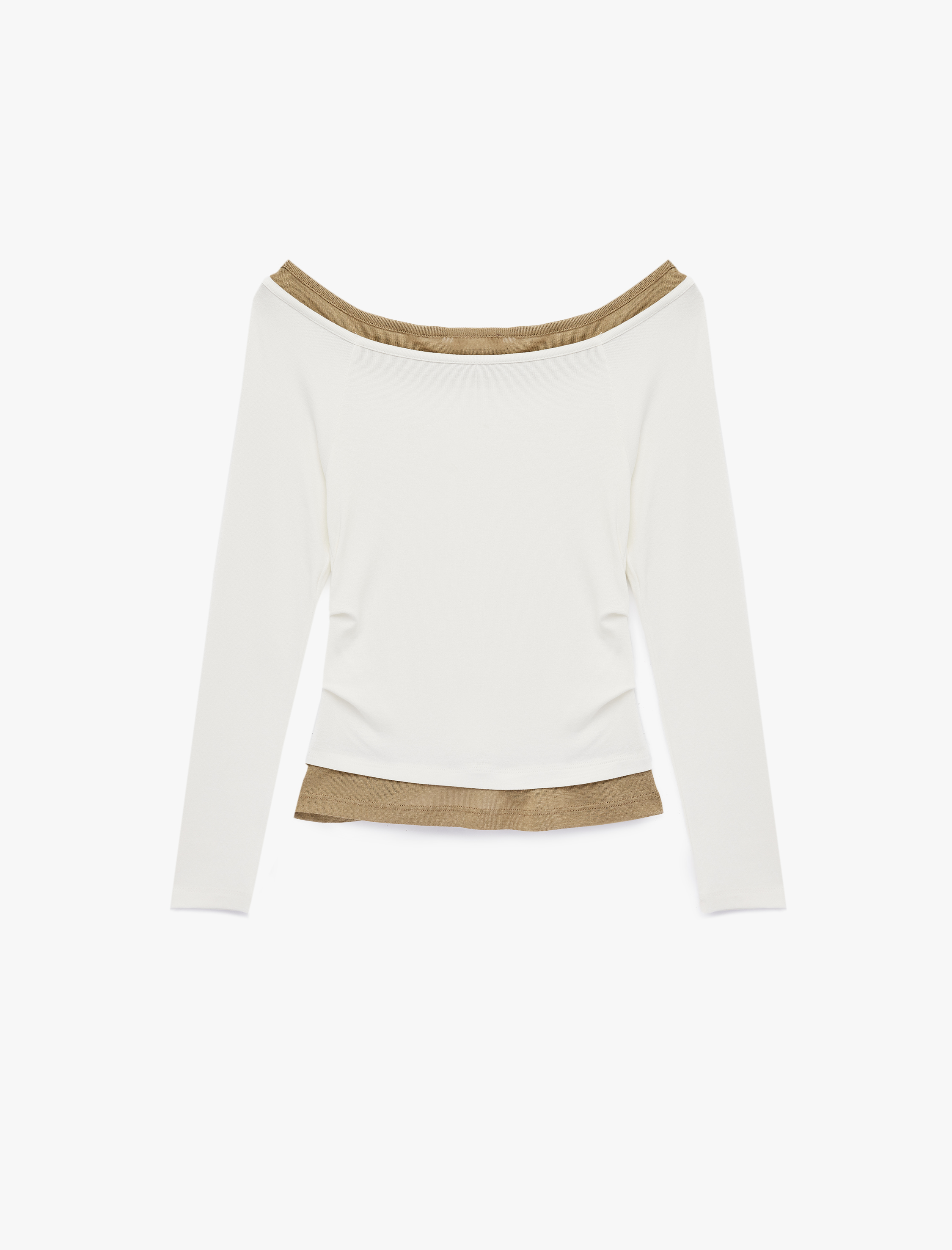   Slim Fit Kayık Yaka Viskon Uzun Kollu Tişört