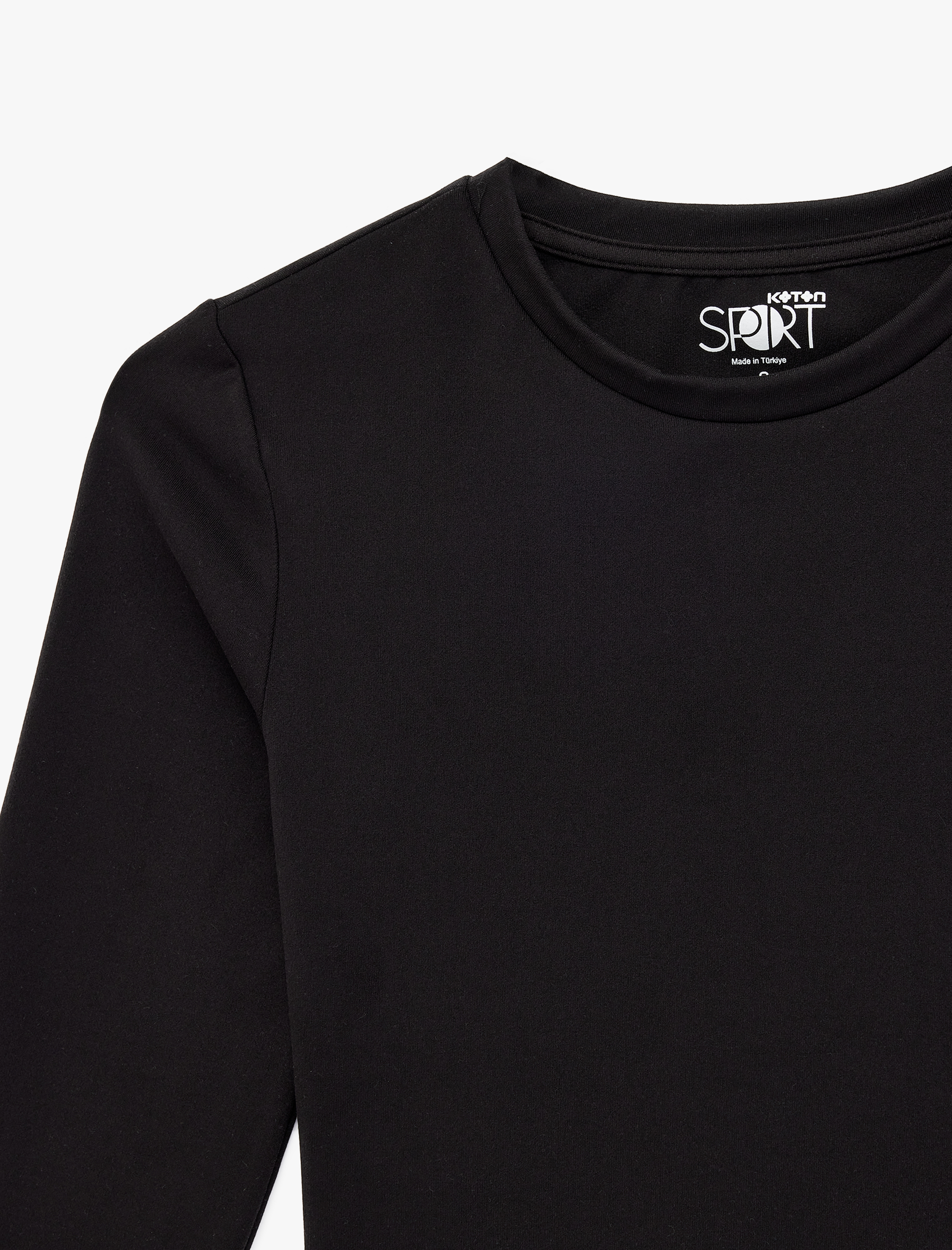   İnterlok Uzun Kollu Bisiklet Yaka Slim Fit Spor Crop Tişört