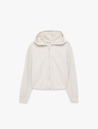 Modal Karışımlı Kapüşonlu Oversize Fermuarlı Sweatshirt