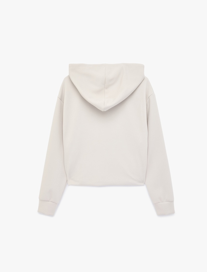  Modal Karışımlı Kapüşonlu Oversize Fermuarlı Sweatshirt
