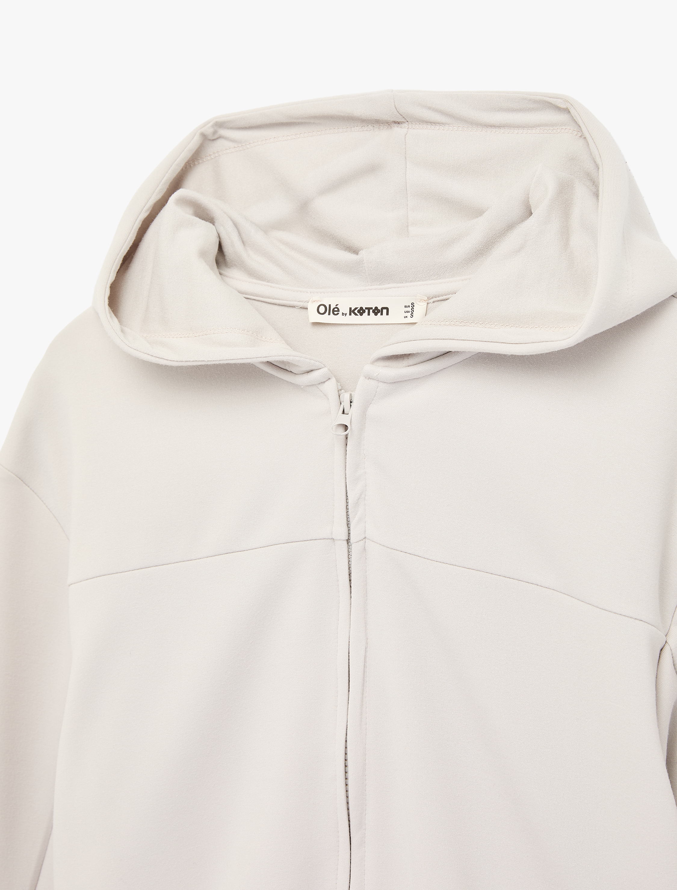   Modal Karışımlı Kapüşonlu Oversize Fermuarlı Sweatshirt