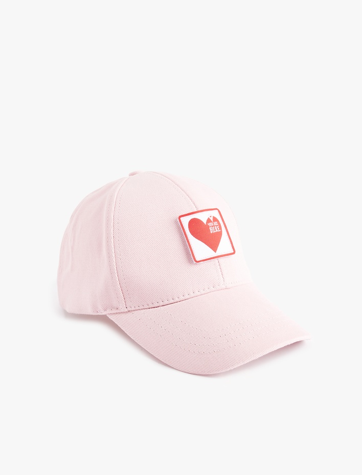 Kadın Pamuklu Kalp Aplikeli Kep Şapka