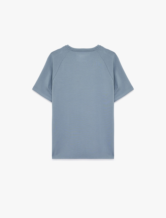  Regular Fit Kısa Kollu Viskon Karışımlı Bisiklet Yaka Basic Spor Tişört