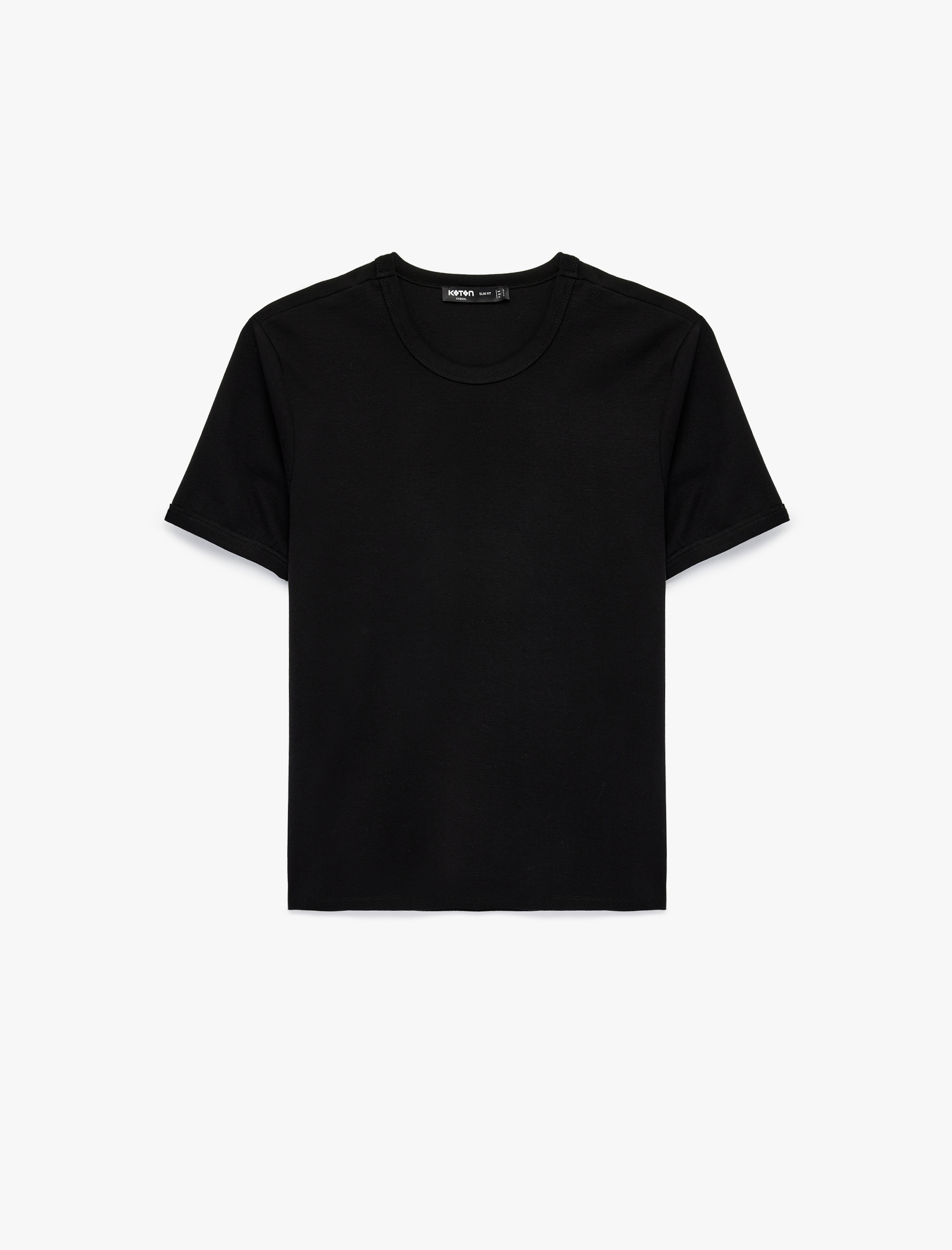   Kısa Kollu Biyeli Pamuklu Bisiklet Yaka Slim Fit Tişört