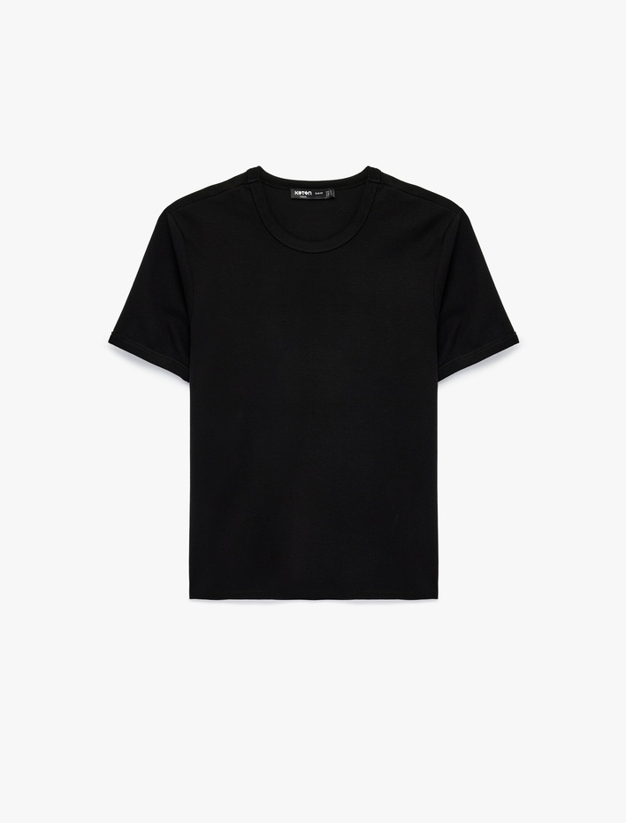  Kısa Kollu Biyeli Pamuklu Bisiklet Yaka Slim Fit Tişört