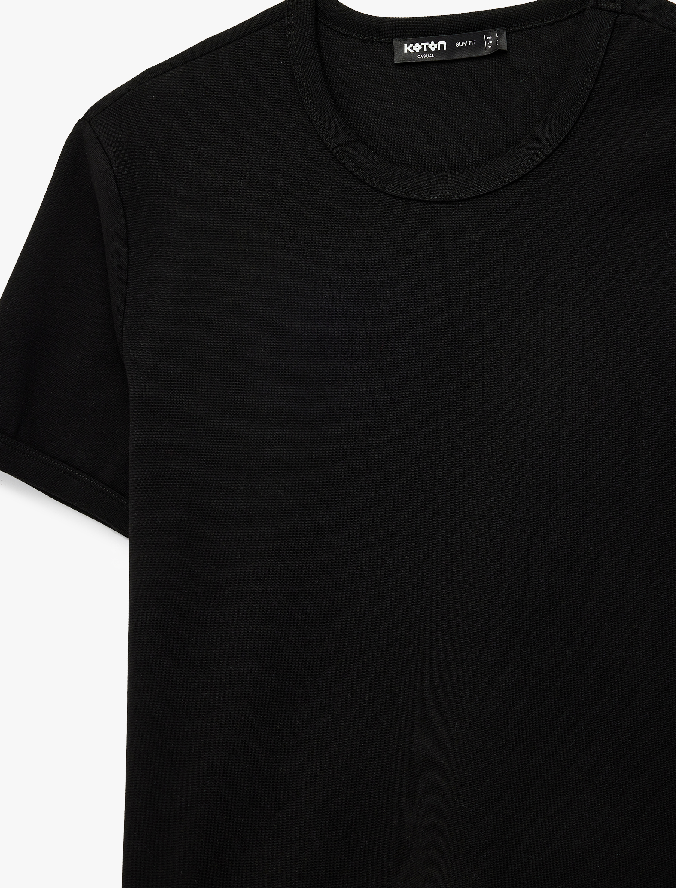   Kısa Kollu Biyeli Pamuklu Bisiklet Yaka Slim Fit Tişört