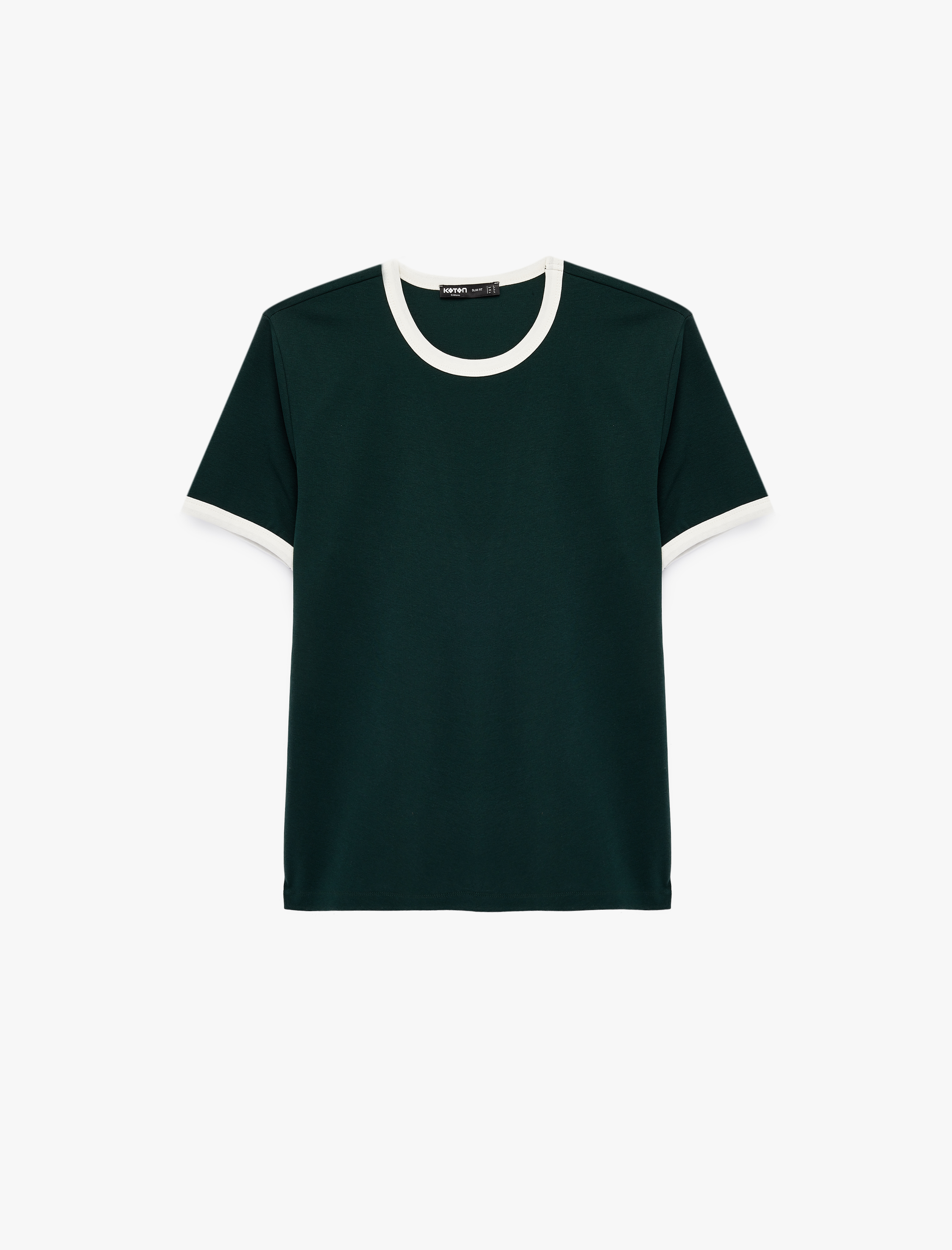   Kısa Kollu Biyeli Pamuklu Bisiklet Yaka Slim Fit Tişört