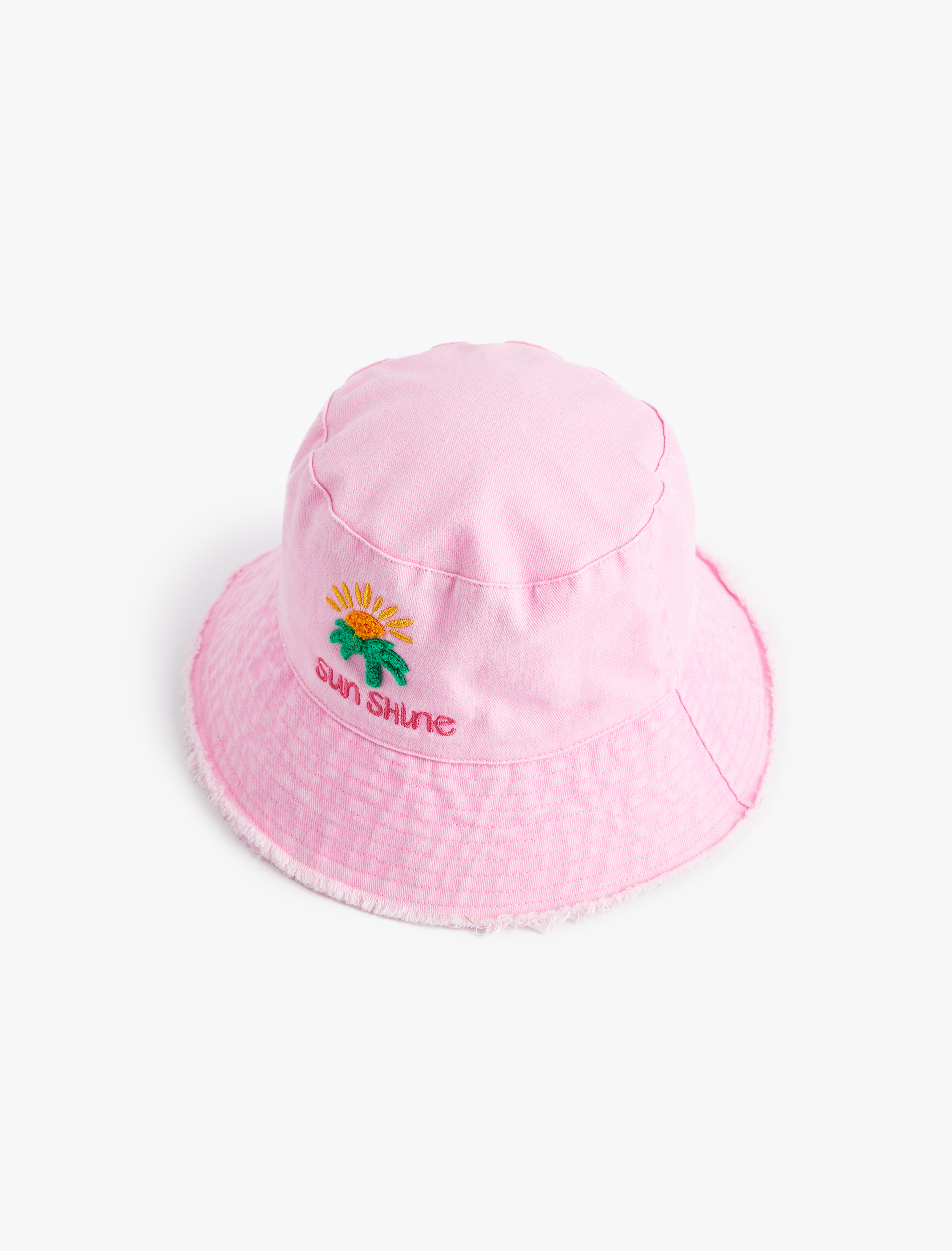  Kız Çocuk Pamuklu Nakış Detaylı Bucket Şapka
