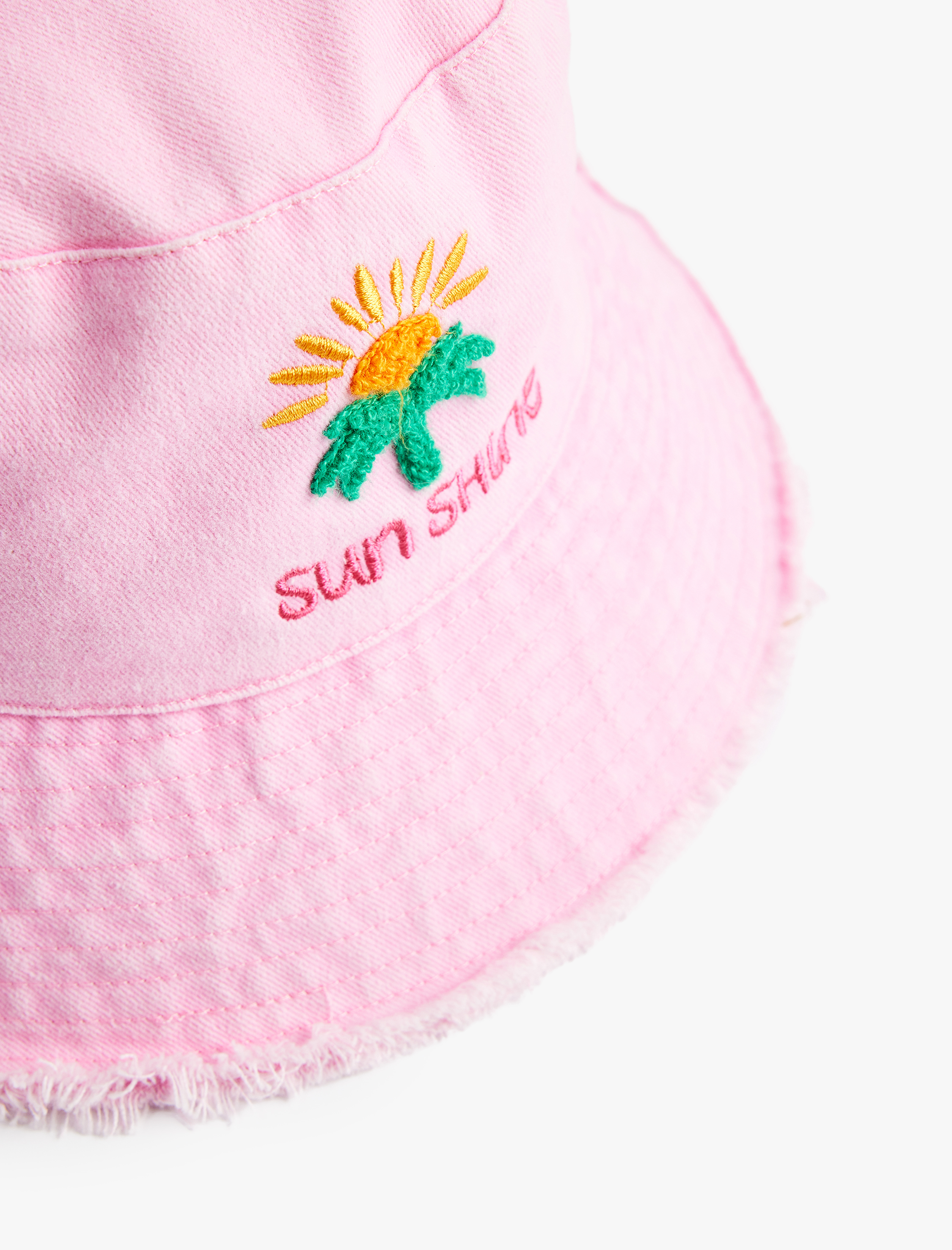  Kız Çocuk Pamuklu Nakış Detaylı Bucket Şapka