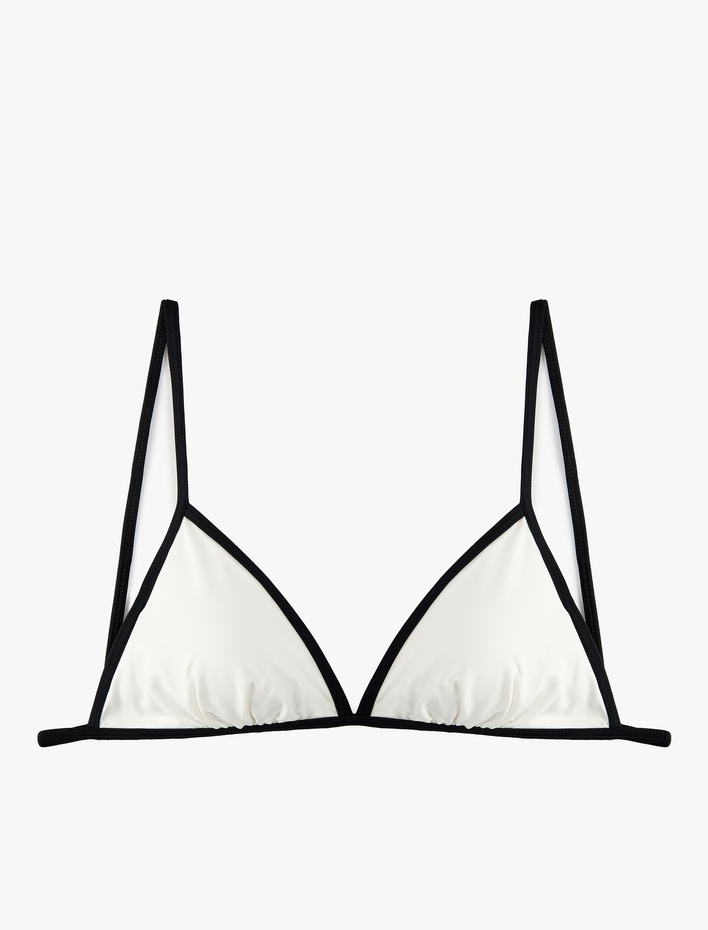  Kontrast Detaylı İpli Üçgen Bikini Üstü