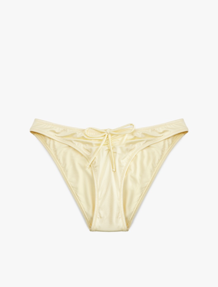  Drapeli Fiyonk Detaylı Parlak Bikini Altı