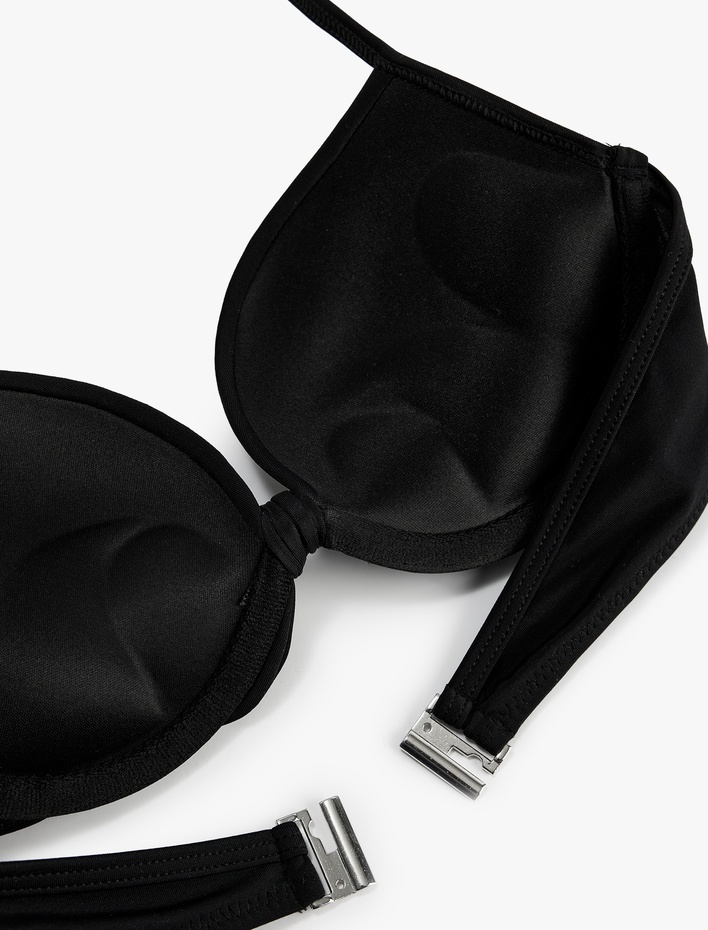  Kalp Yaka Fiyonk Detaylı Push-Up Bikini Üstü