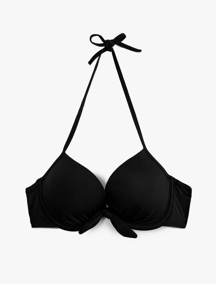  Kalp Yaka Fiyonk Detaylı Push-Up Bikini Üstü