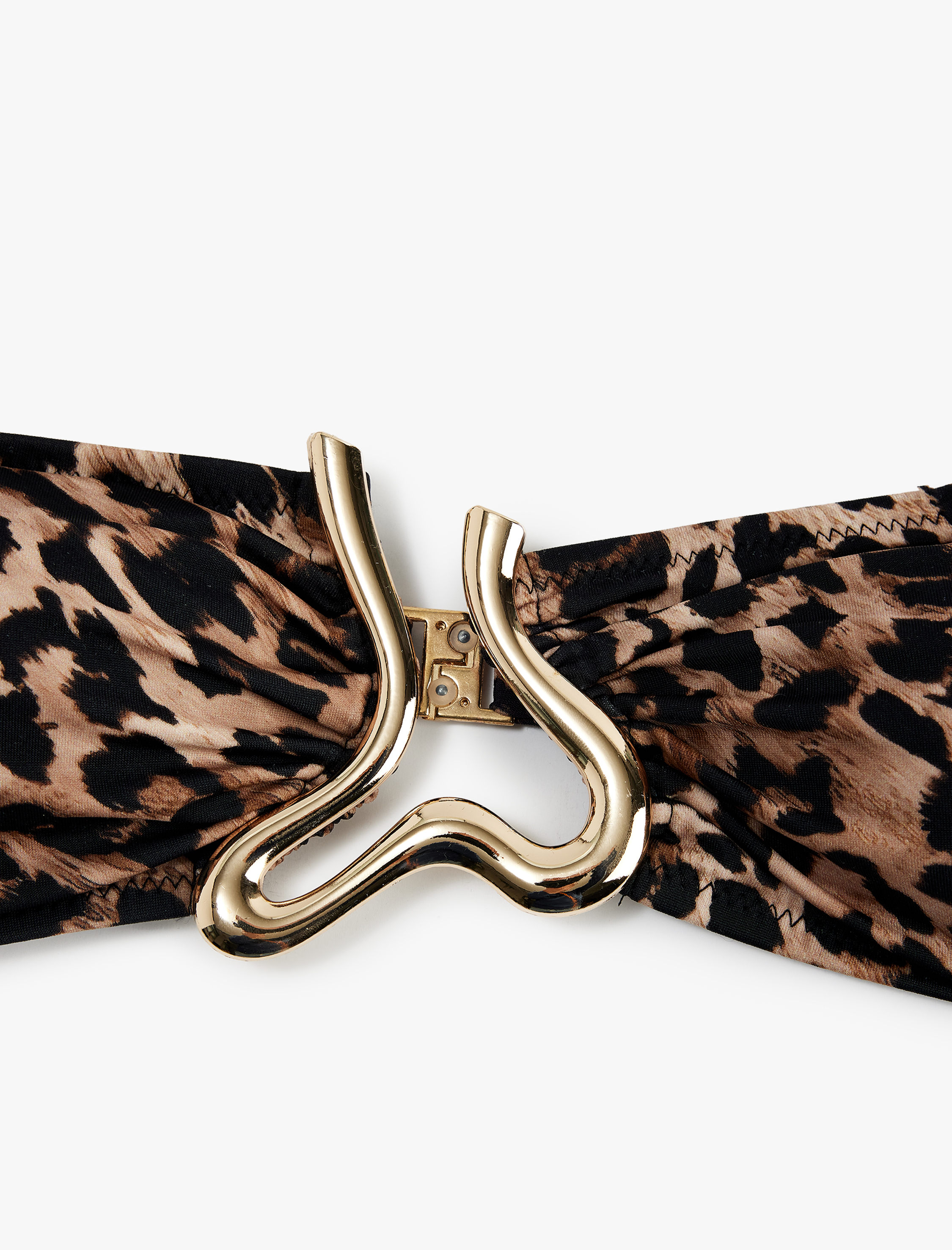   Aksesuarlı Leopar Desenli Straplez Bikini Üstü