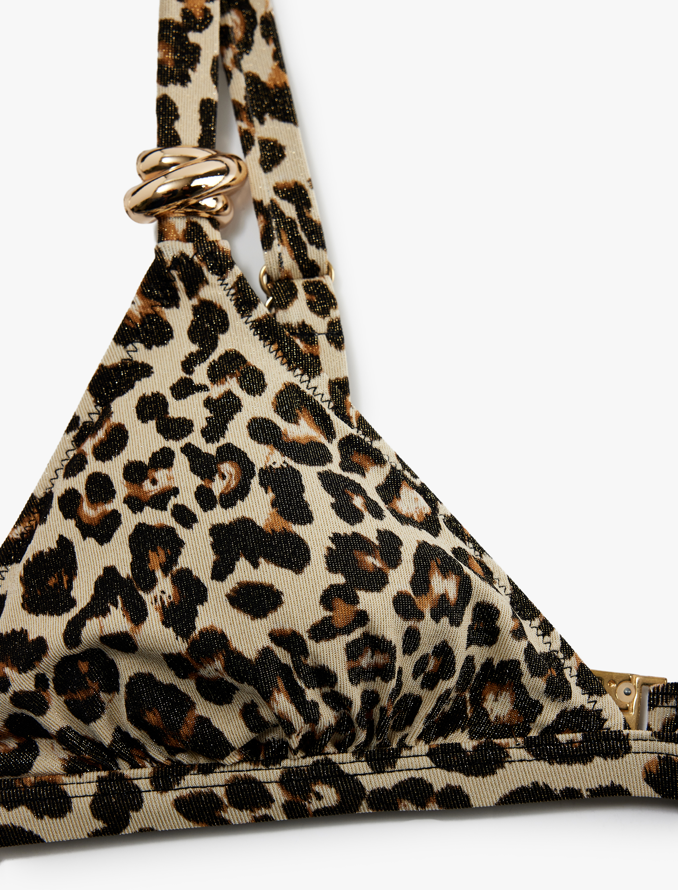   Aksesuar Detaylı Leopar Desenli Bralet Bikini Üstü