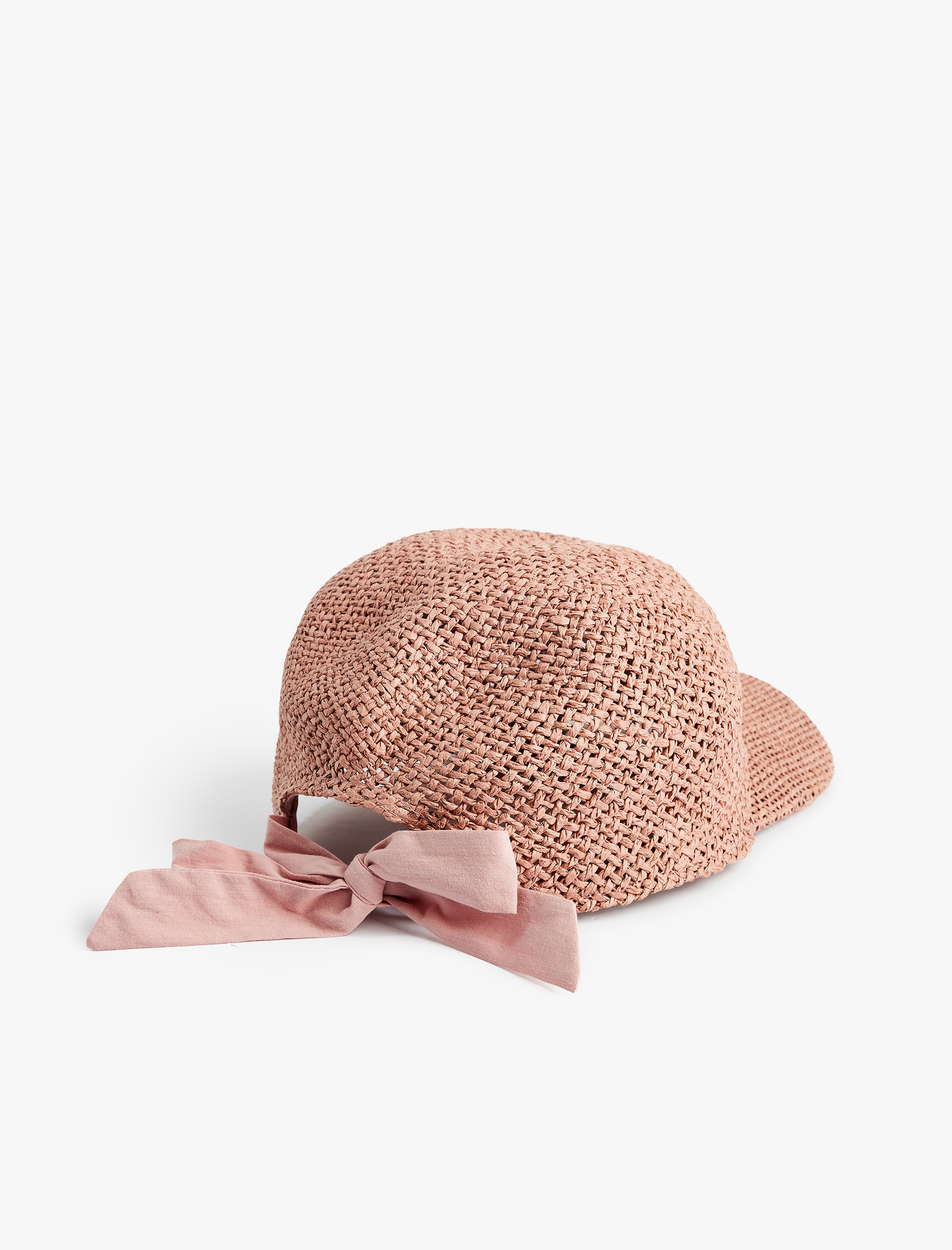  Kadın Kurdele Detaylı Hasır Kep Şapka