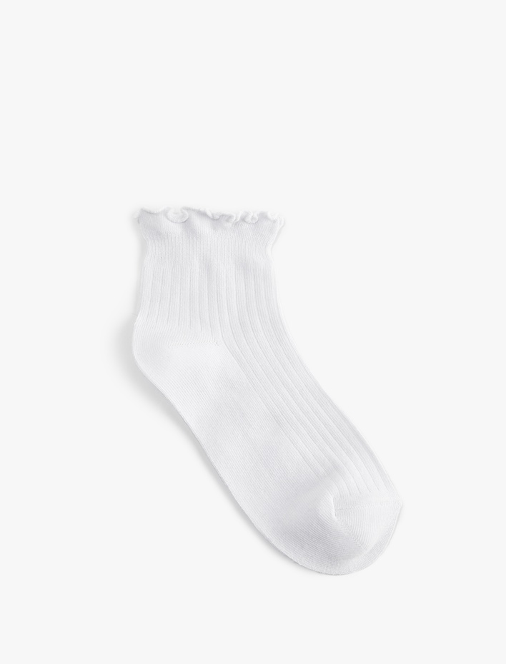 Kadın 3'lü Fırfır Detaylı Pamuklu Patik Çorap Seti