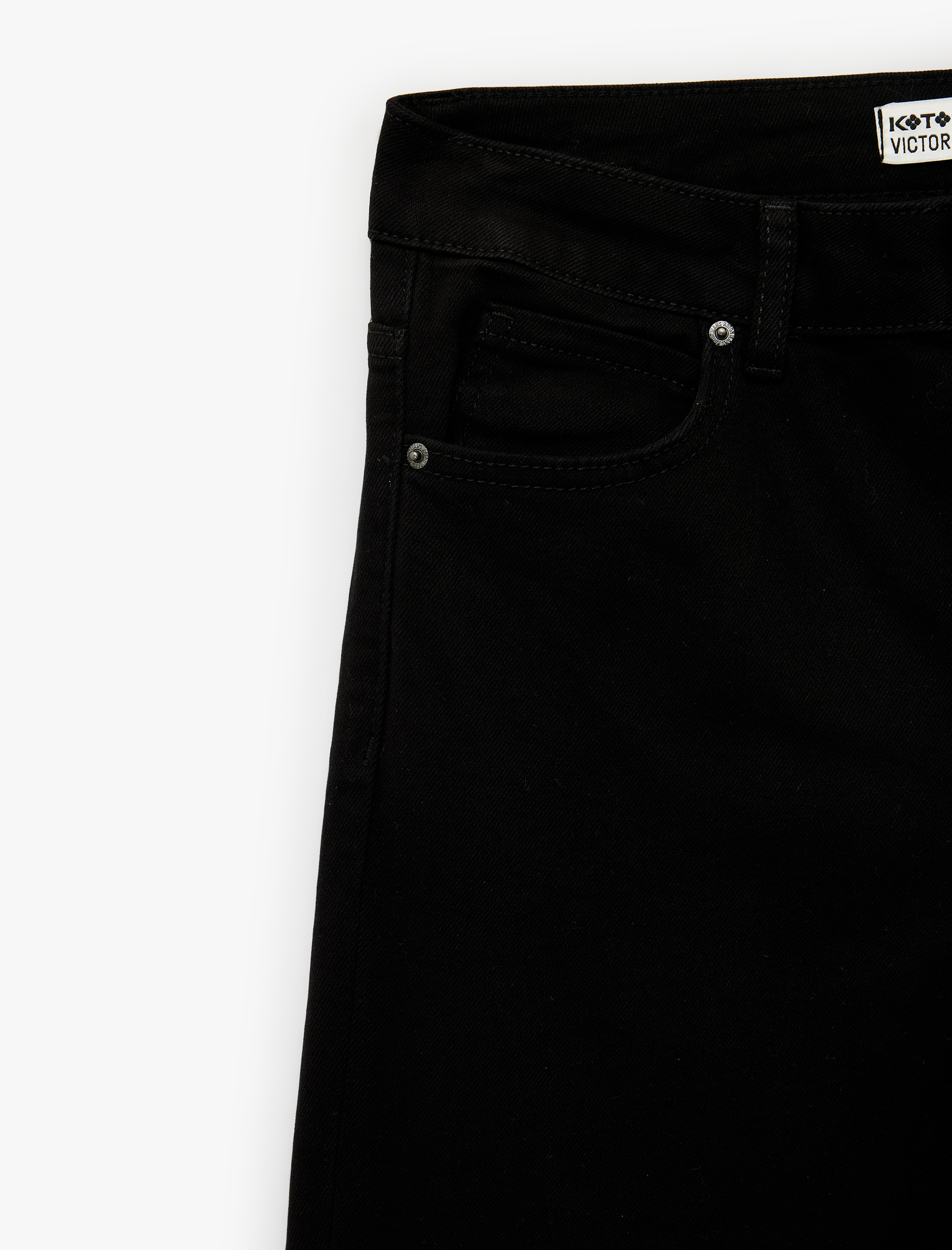   Yüksek Bel Slim Fit Cepli Düğmeli Pamuklu İspanyol Paça Denim Pantolon - Flare Jeans