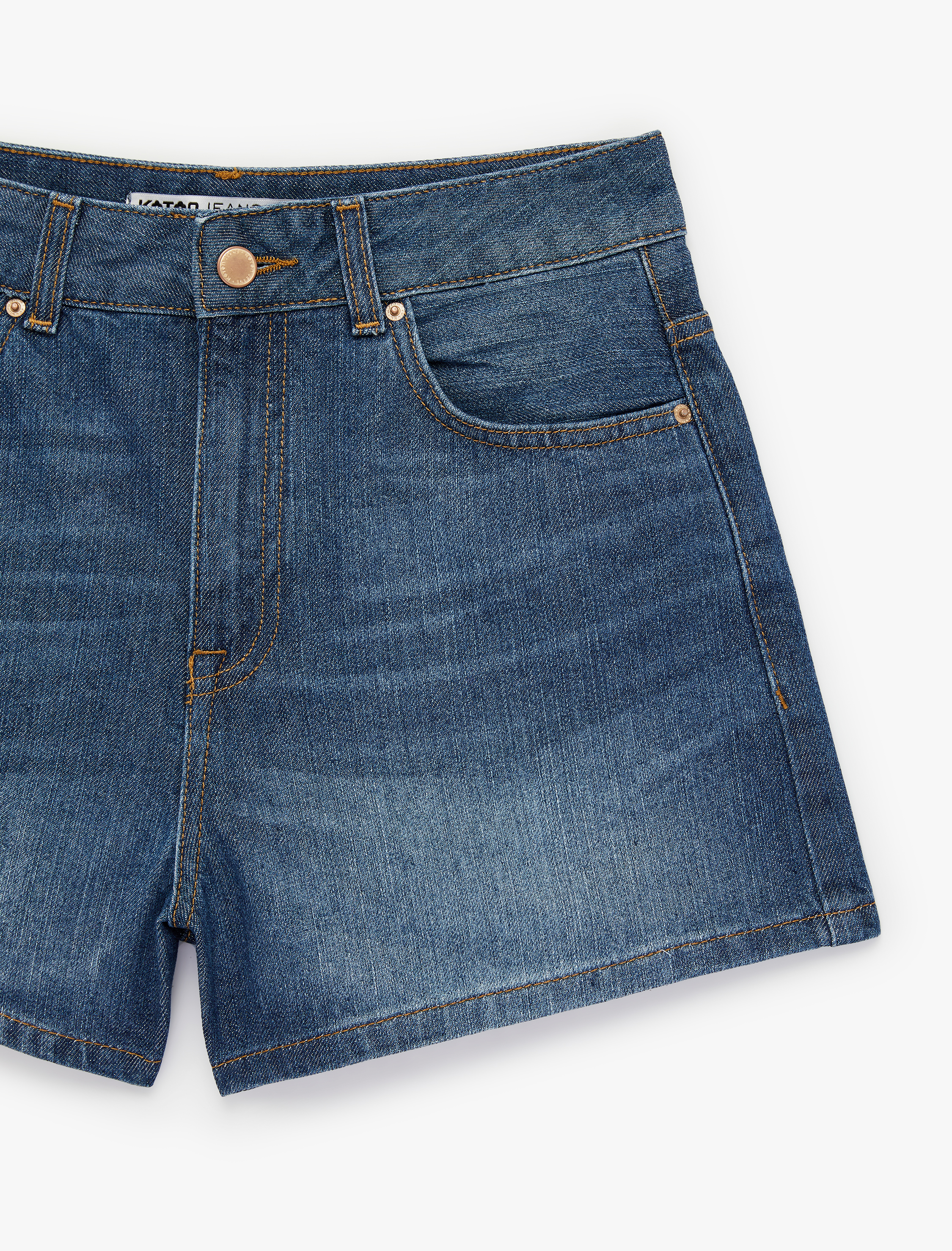   Normal Bel Cepli Düğmeli Pamuklu Mini Denim Şort