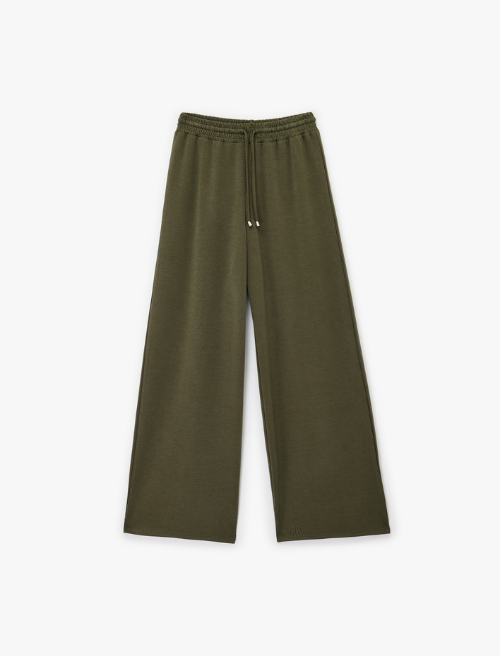  Beli Lastikli Bağcıklı Bol Paça Eşofman Altı