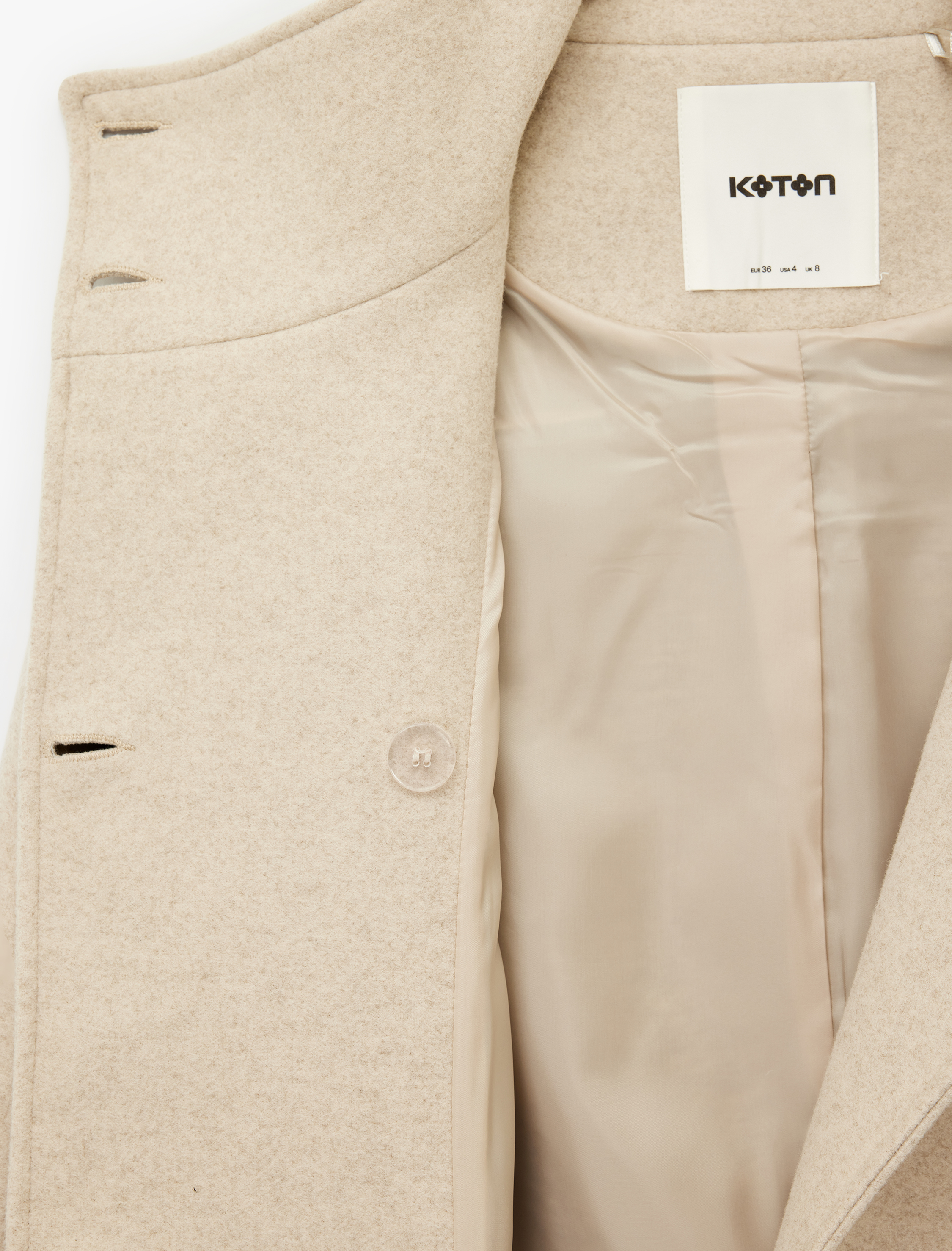   Uzun Kollu Düğmeli Cepli Dik Huni Yaka Kaşe Kaban