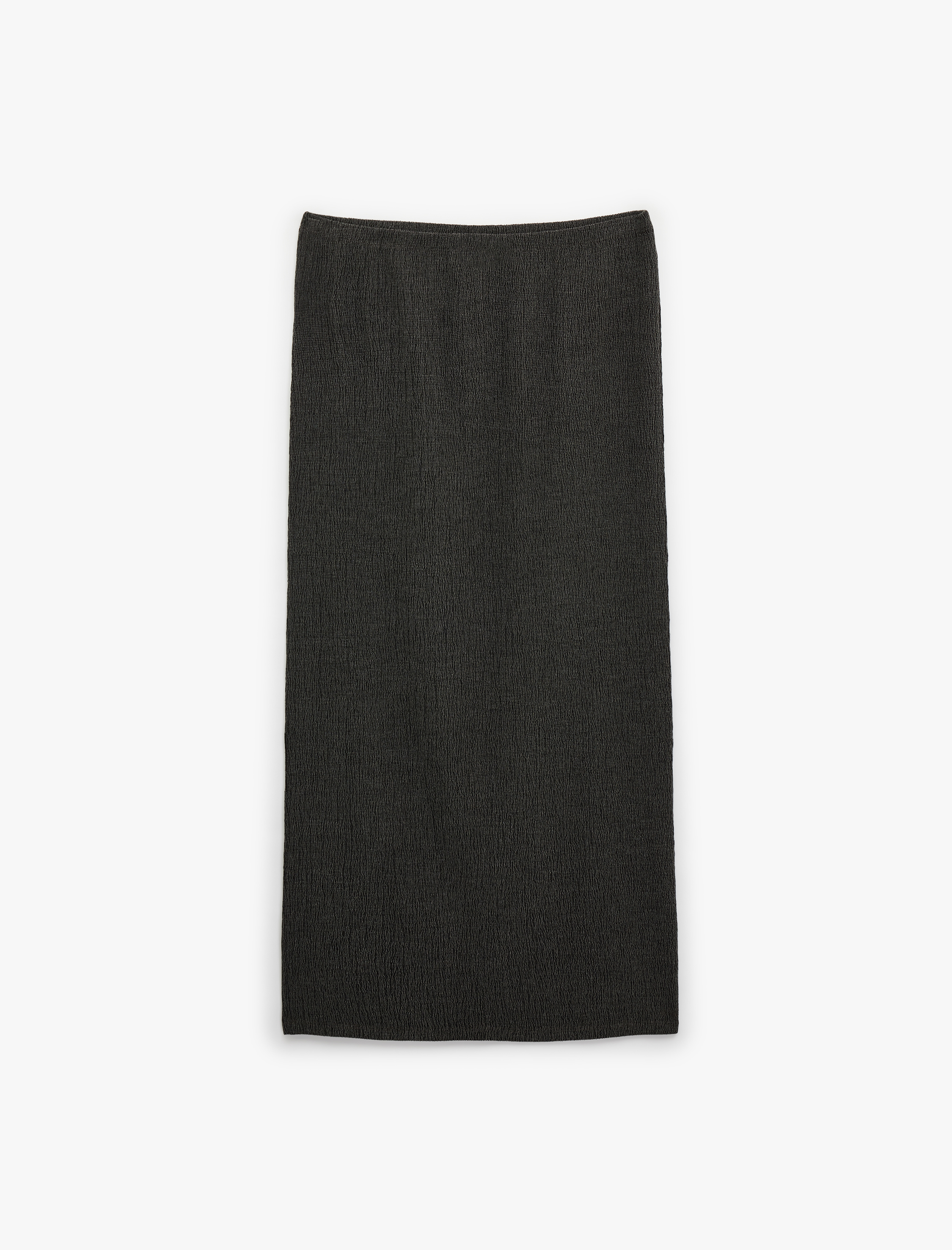   Bürümcük Kumaş Slim Fit Fiyonk Detaylı Midi Etek