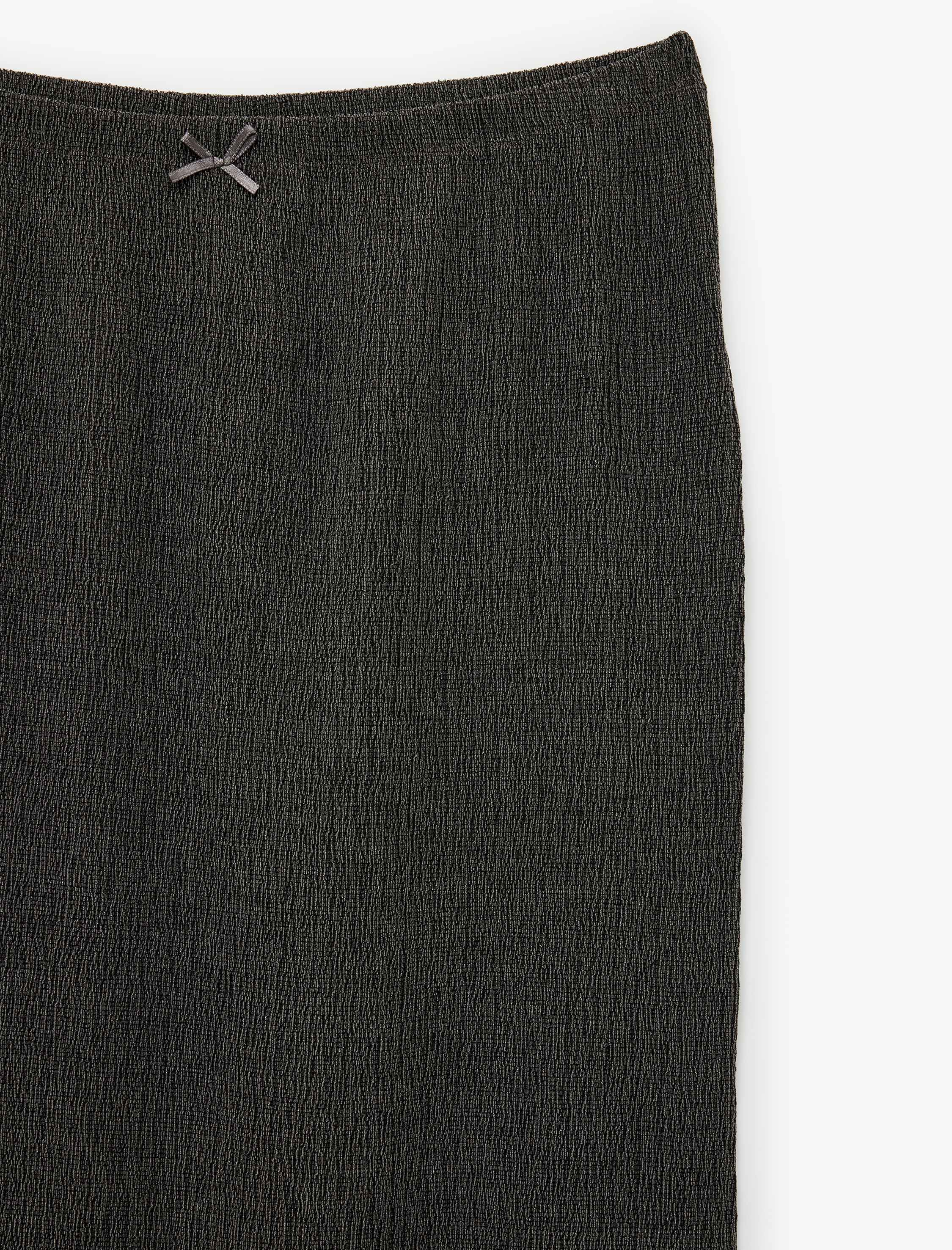   Bürümcük Kumaş Slim Fit Fiyonk Detaylı Midi Etek