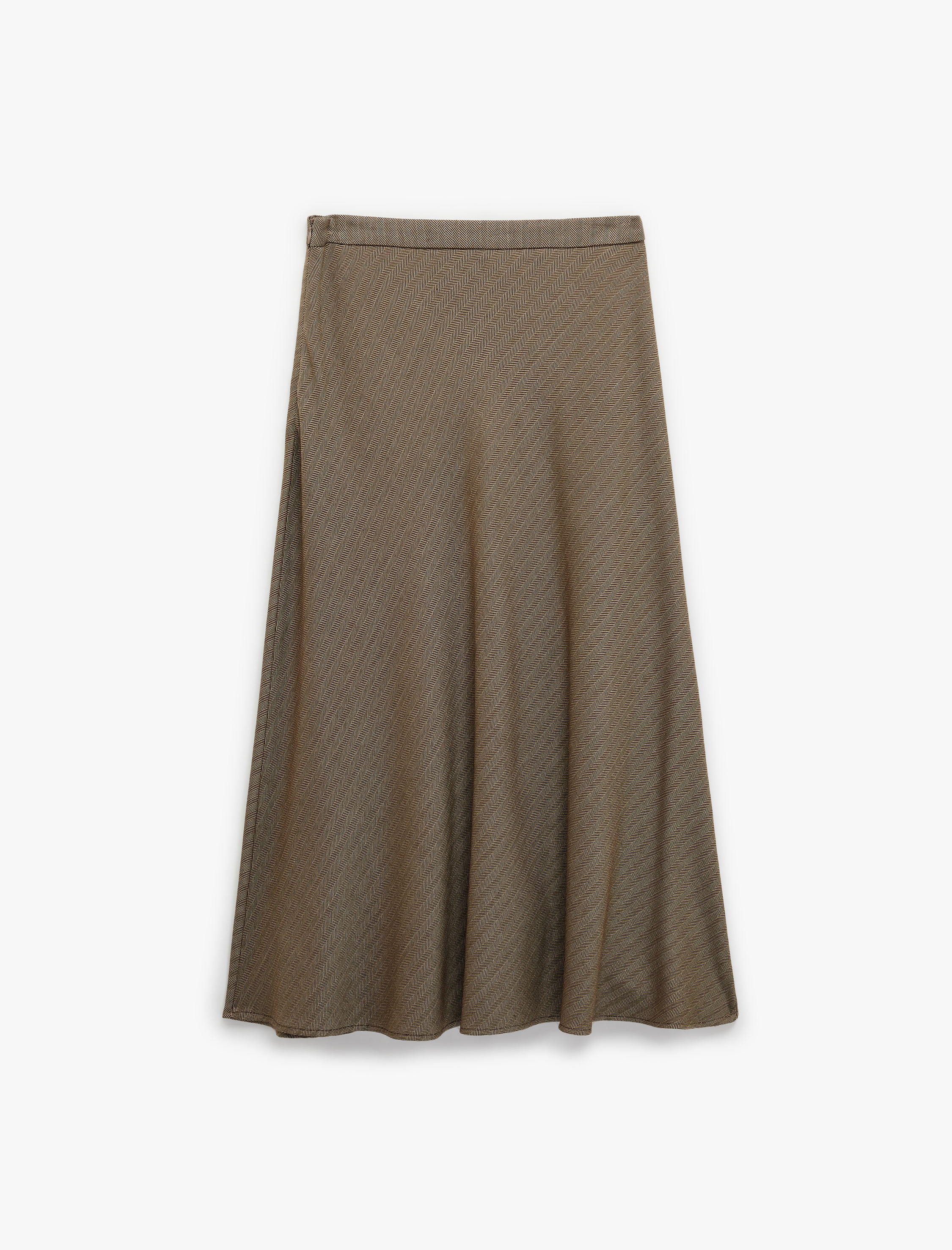   Rahat Kalıp Standart Bel Midi Boy Çizgili Kloş Etek