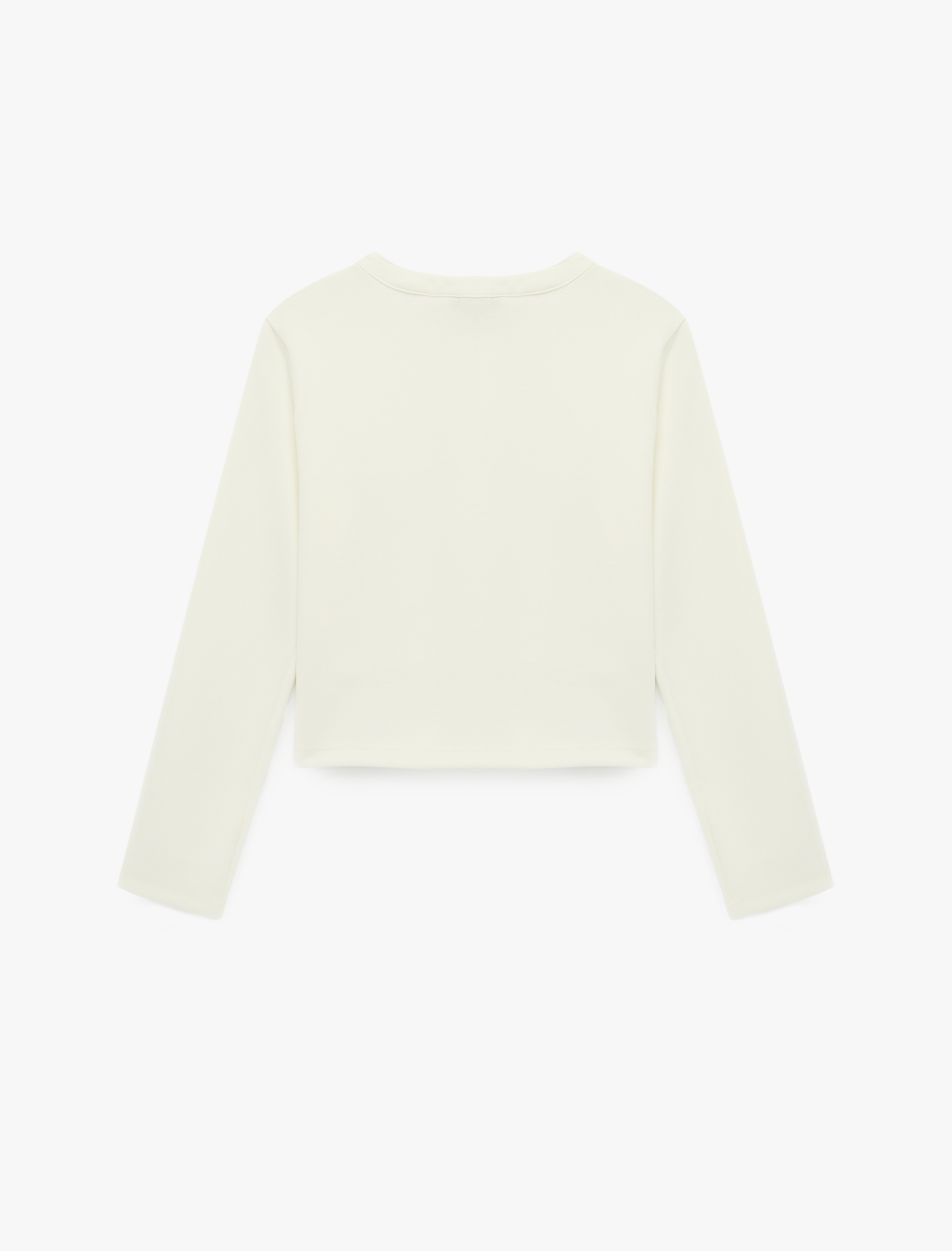   Uzun Kollu Gold Düğmeli Aplike Detaylı Yuvarlak Yaka Hırka