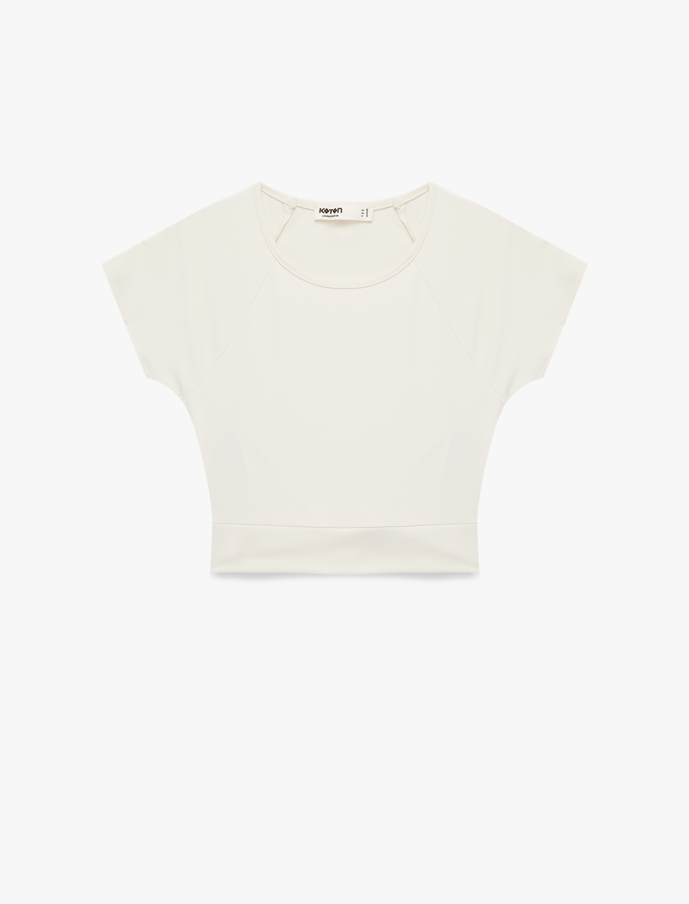   Slim Fit Kısa Kollu Bisiklet Yaka Bağlama Detaylı Crop Spor Tişört