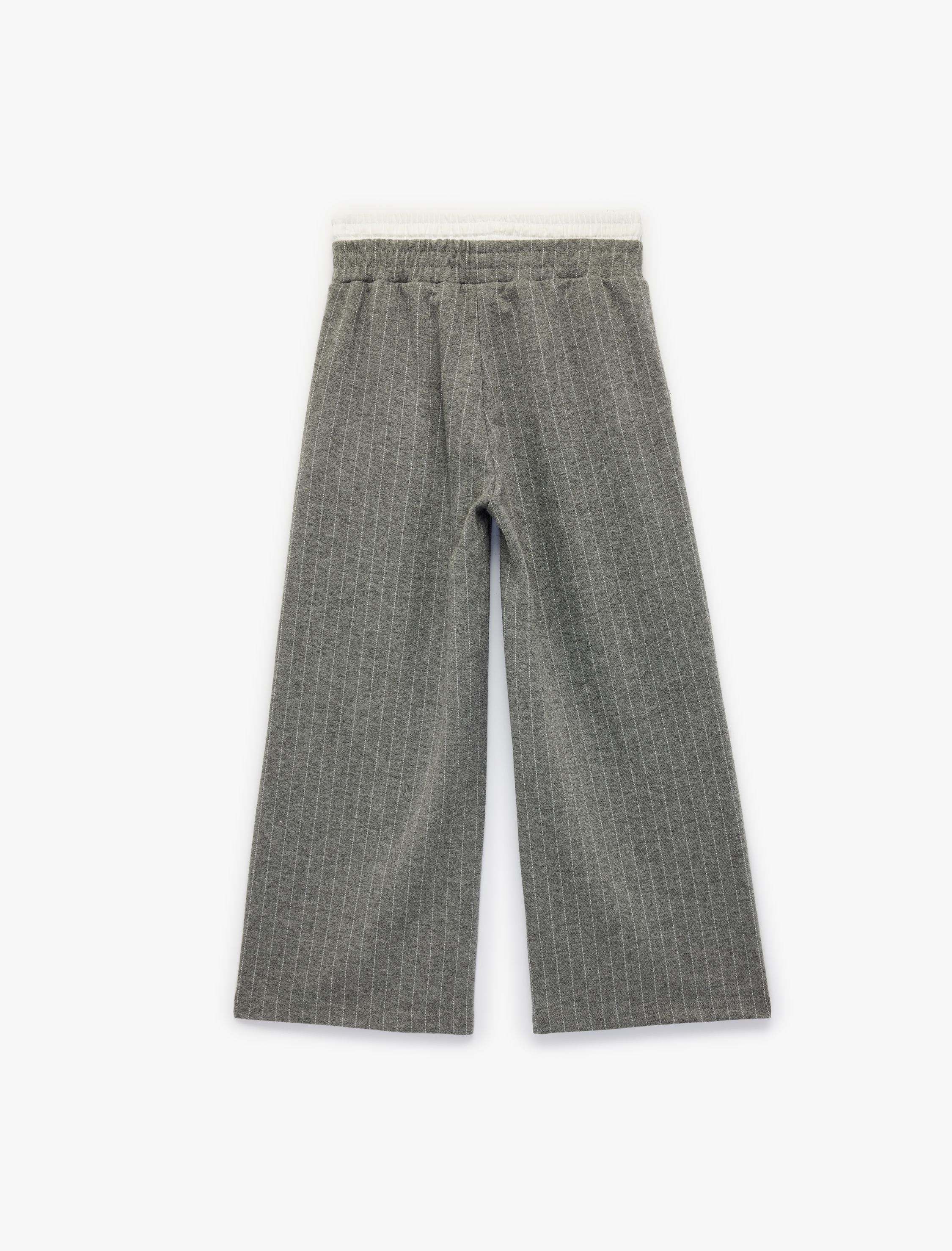  Kız Çocuk Beli Bağlamalı Bol Paça Çizgili Pantolon