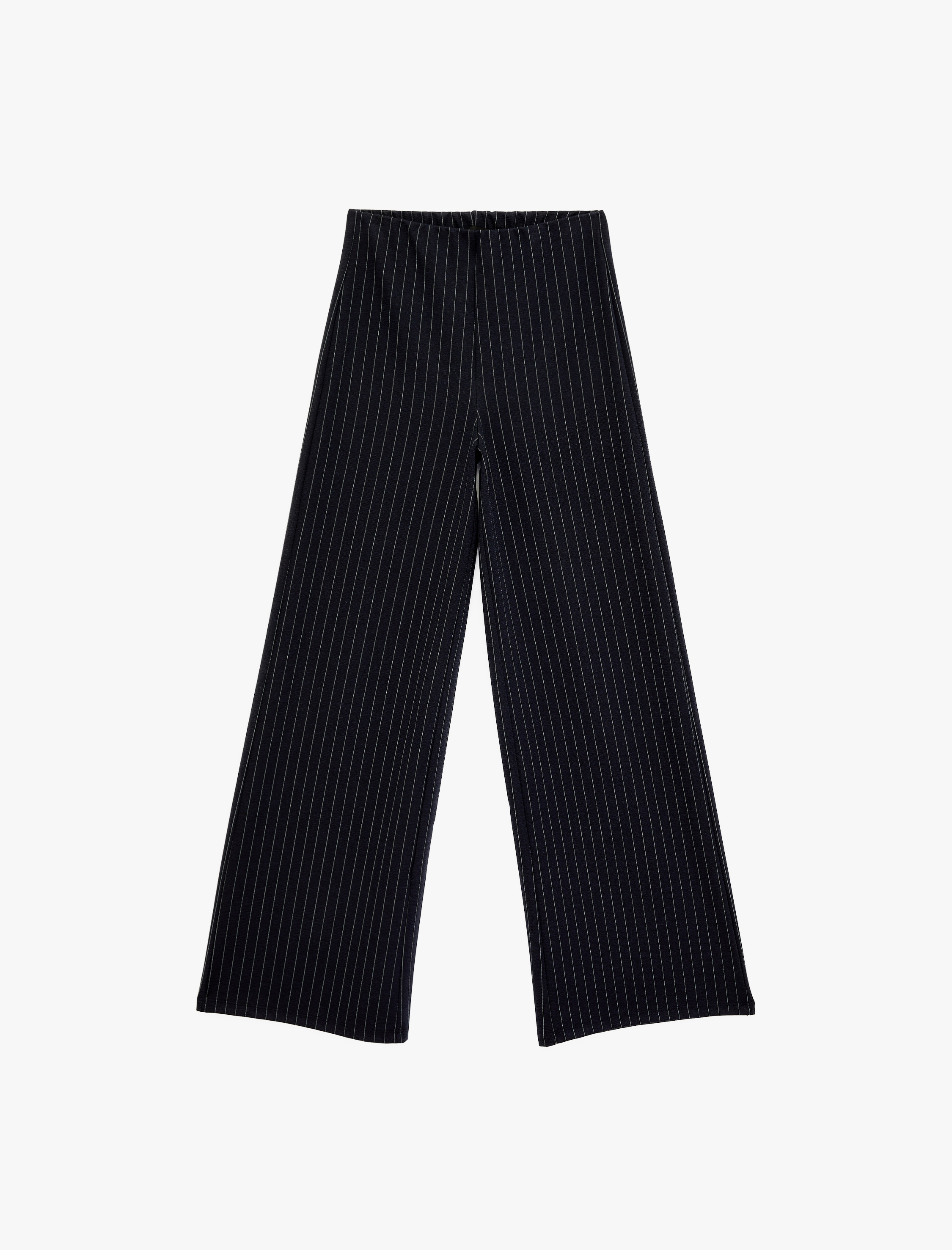   Düz Geniş Paça Uzun Çizgili Kumaş Pantolon