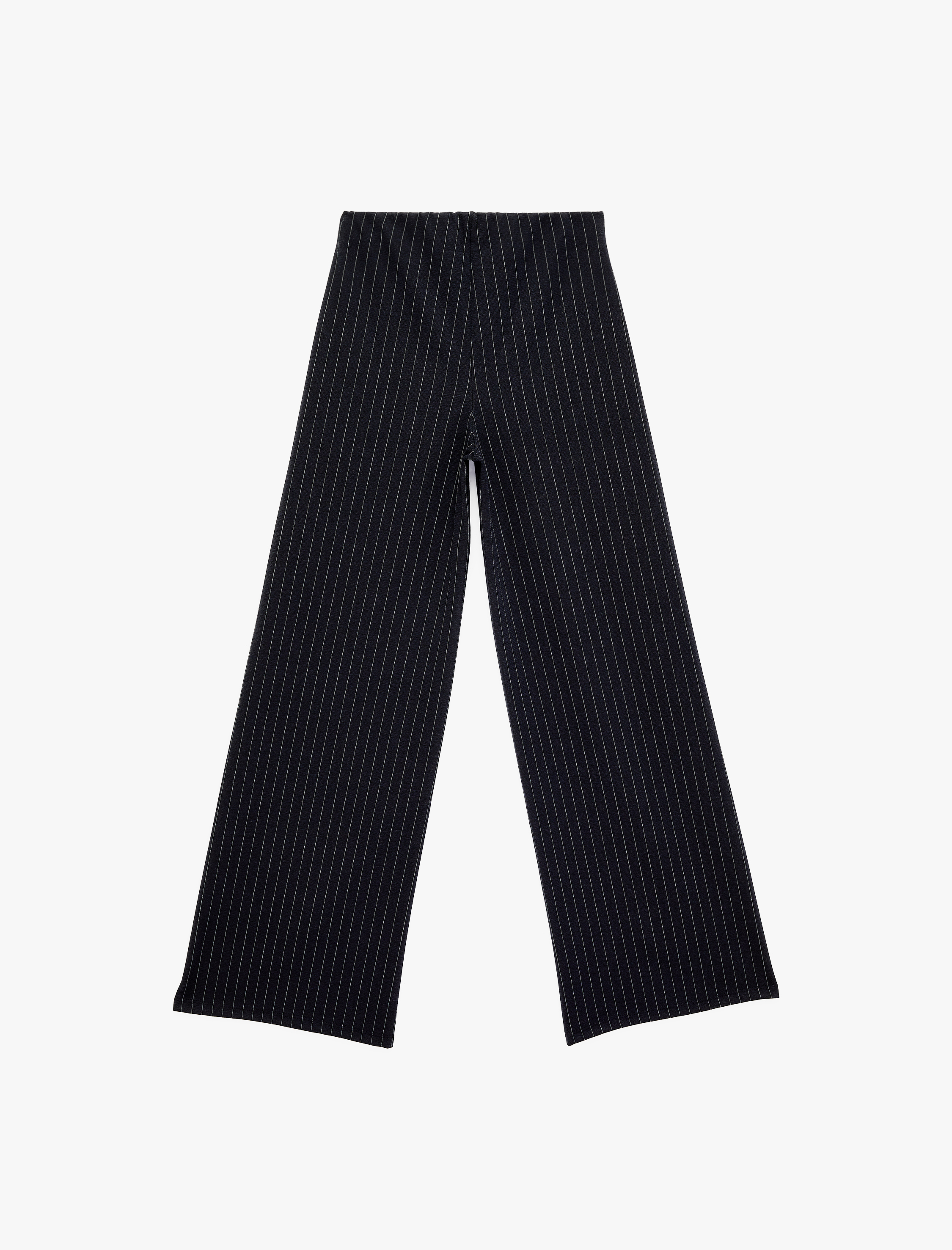   Düz Geniş Paça Uzun Çizgili Kumaş Pantolon