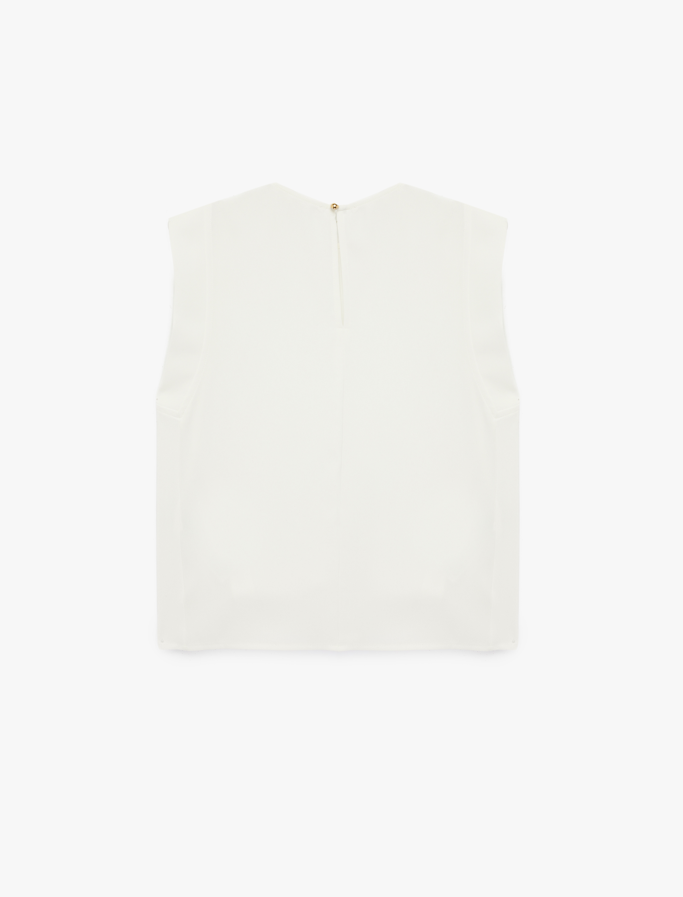   Krep Kumaş Bisiklet Yaka Metal Aksesuarlı Kolsuz Bluz