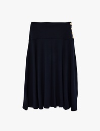 Aksesuar Düğme Detaylı Midi Etek