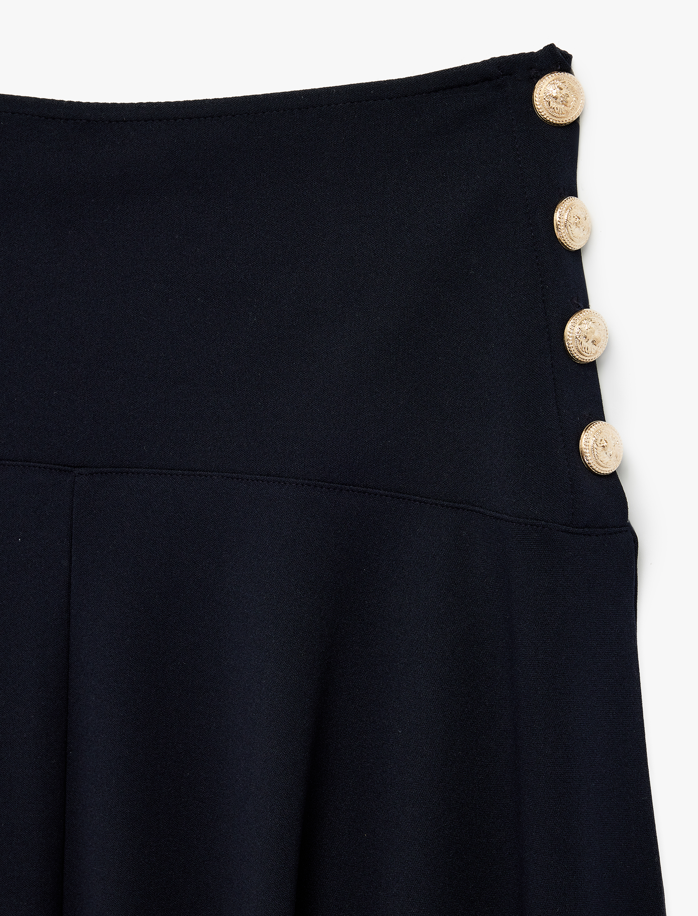   Aksesuar Düğme Detaylı Midi Etek