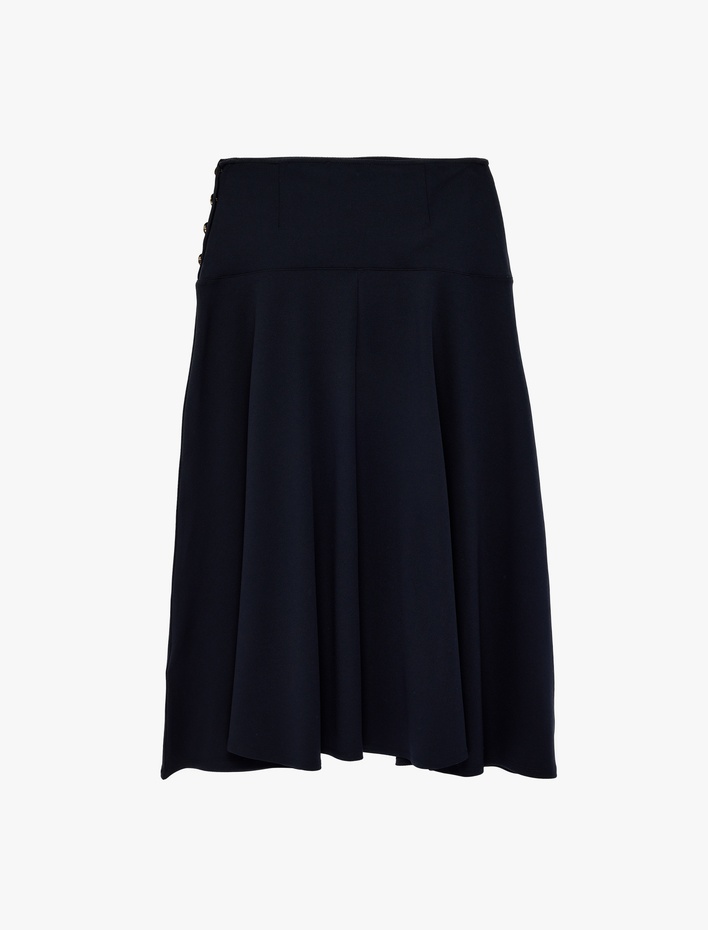  Aksesuar Düğme Detaylı Midi Etek