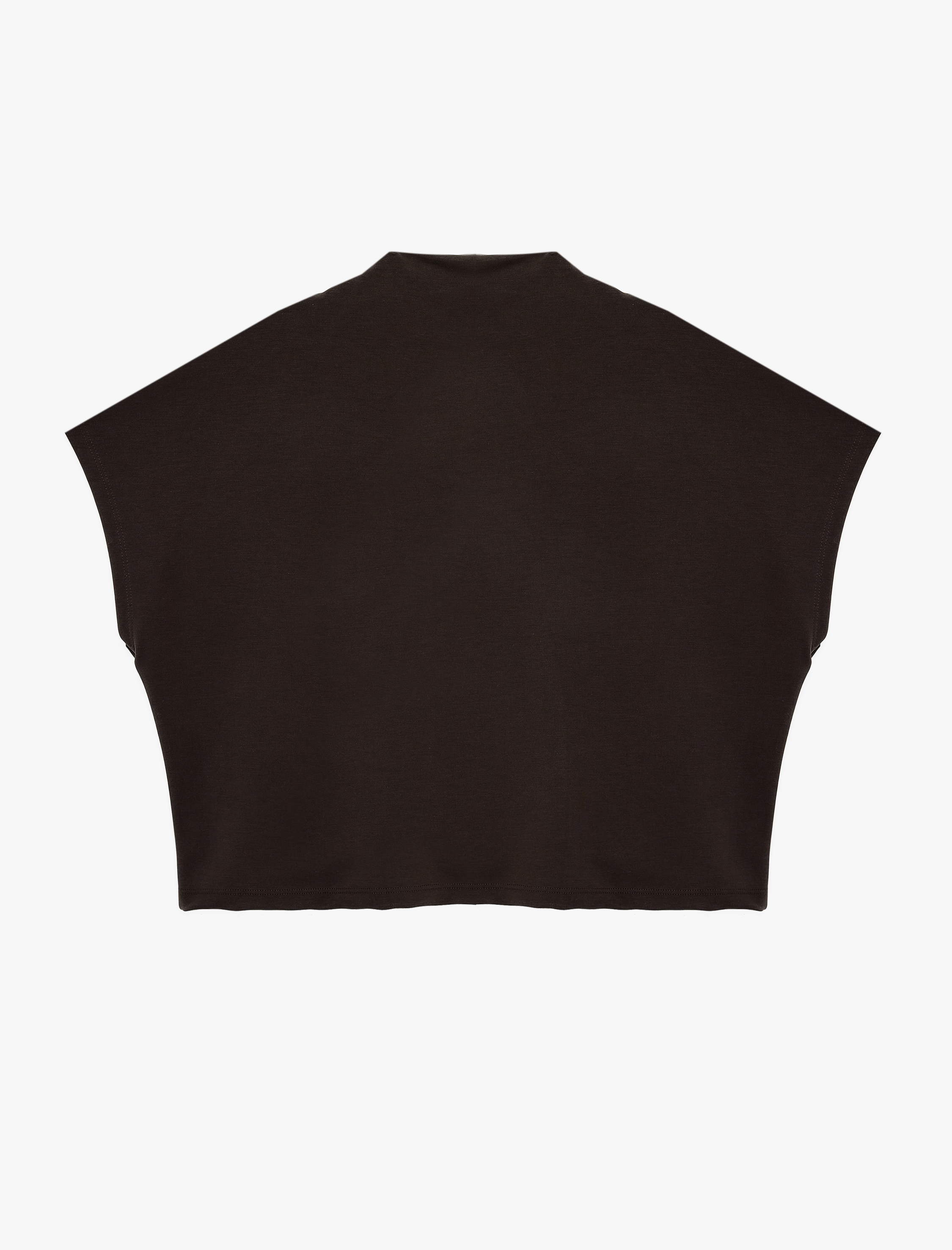   Modal Kumaş Aksesuar Düğme Detaylı Hafif Dik Yaka Kolsuz Tişört