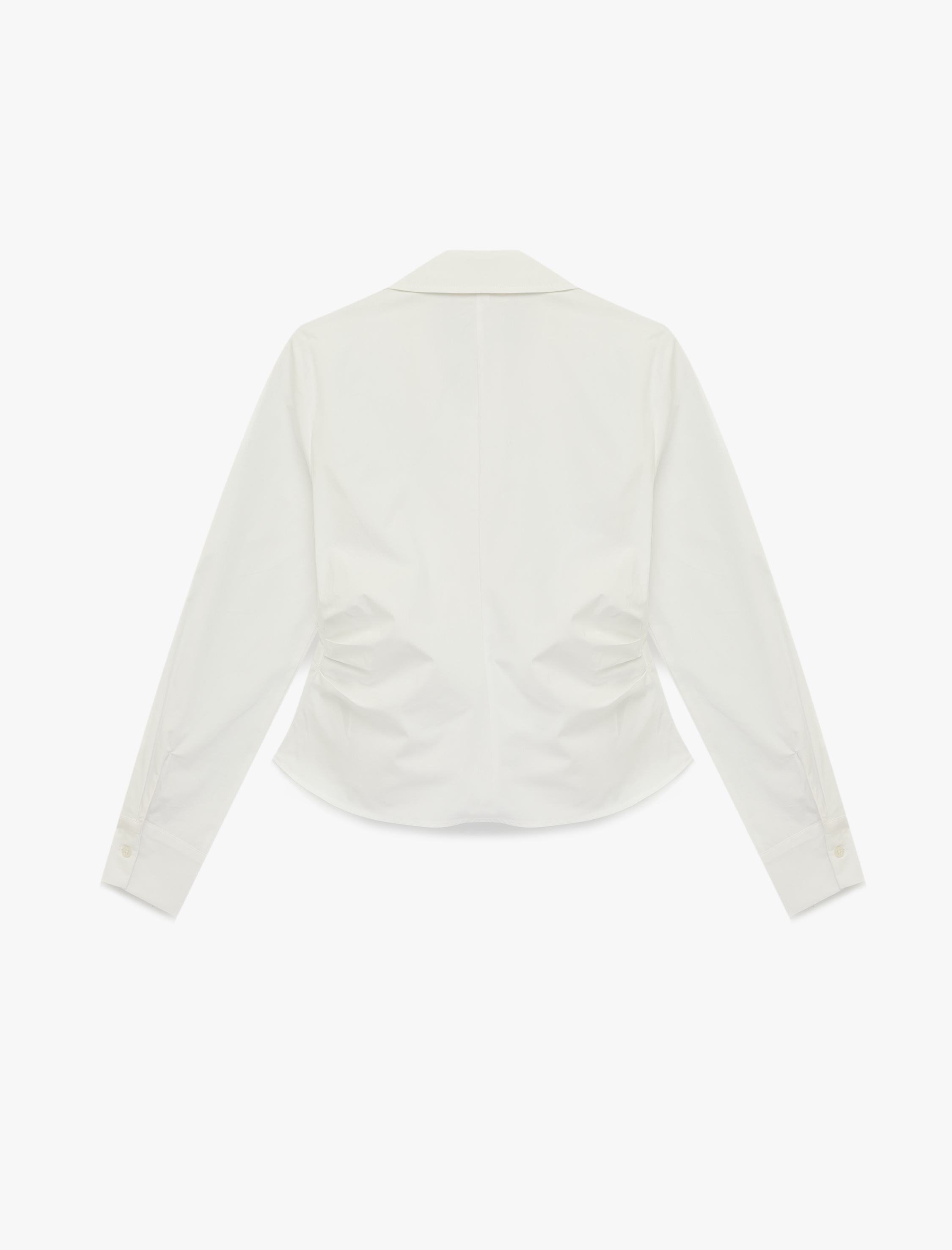   Pamuklu Slim Fit Uzun Kollu Asimetrik Kesim Kruvaze Poplin Gömlek