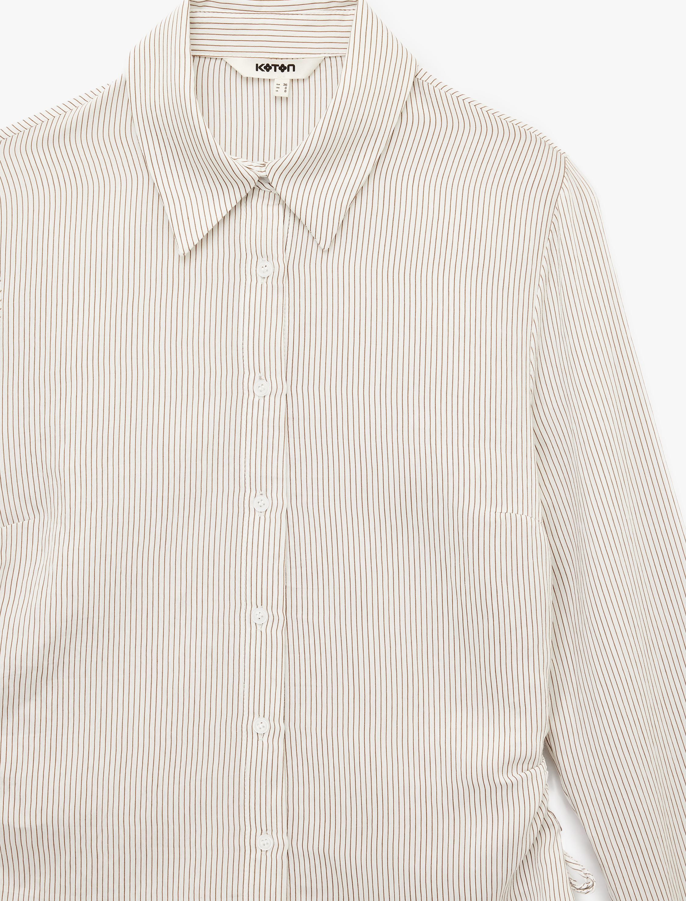   Slim Fit Yanları Büzgülü Uzun Kollu Viskon Çizgili Gömlek