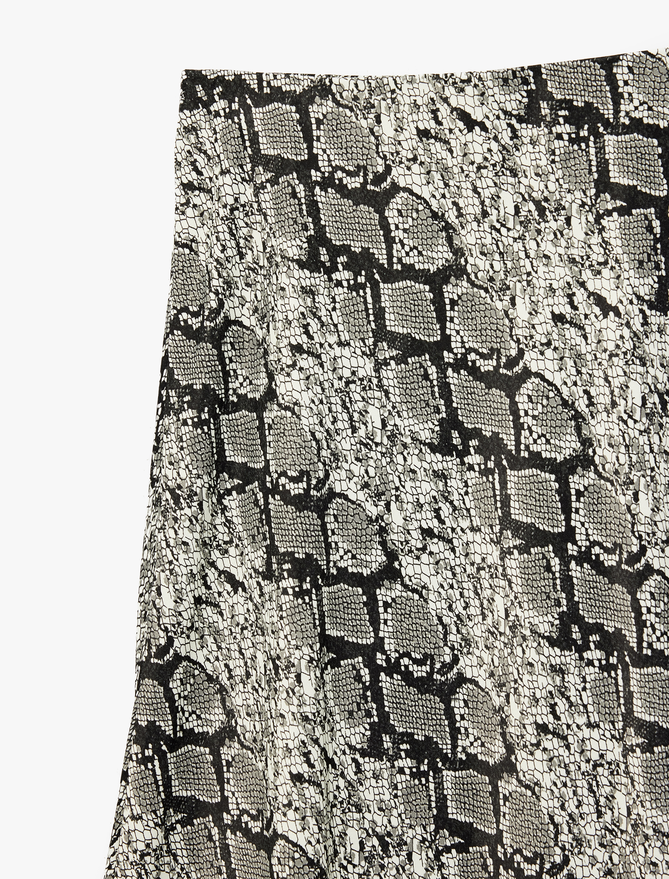   Kloş Kesim Yılan Desenli Midi Saten Etek