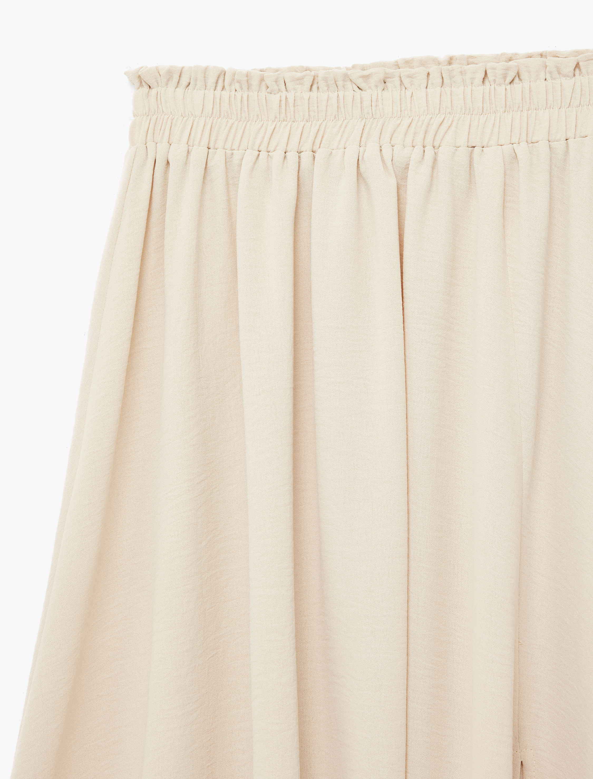   Rahat Kalıp Aerobin Kumaş Beli Lastikli Midi Çan Etek