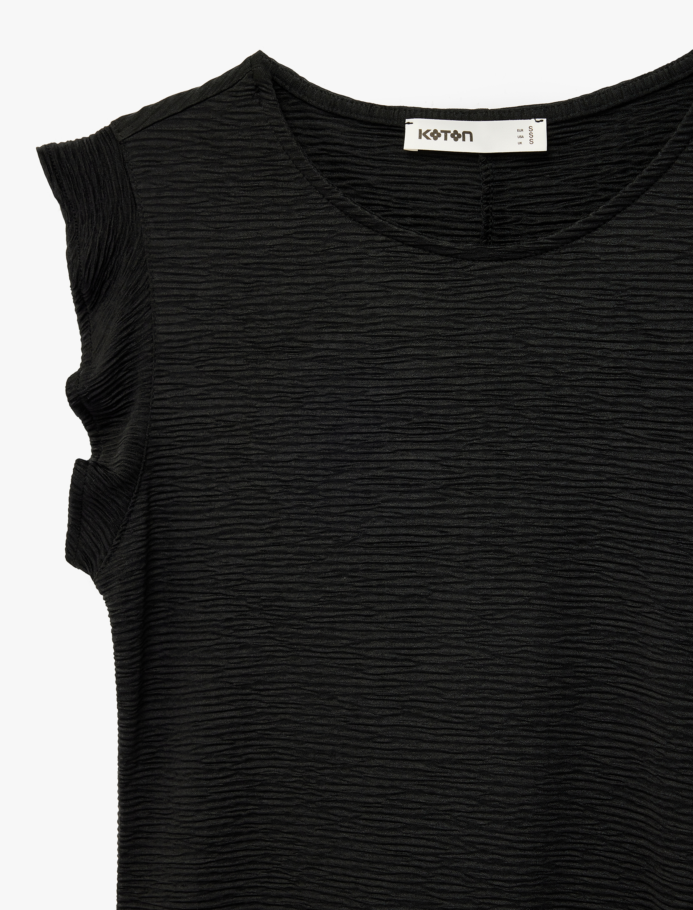   Bisiklet Yaka Kolsuz Fırfırlı Mini Elbise