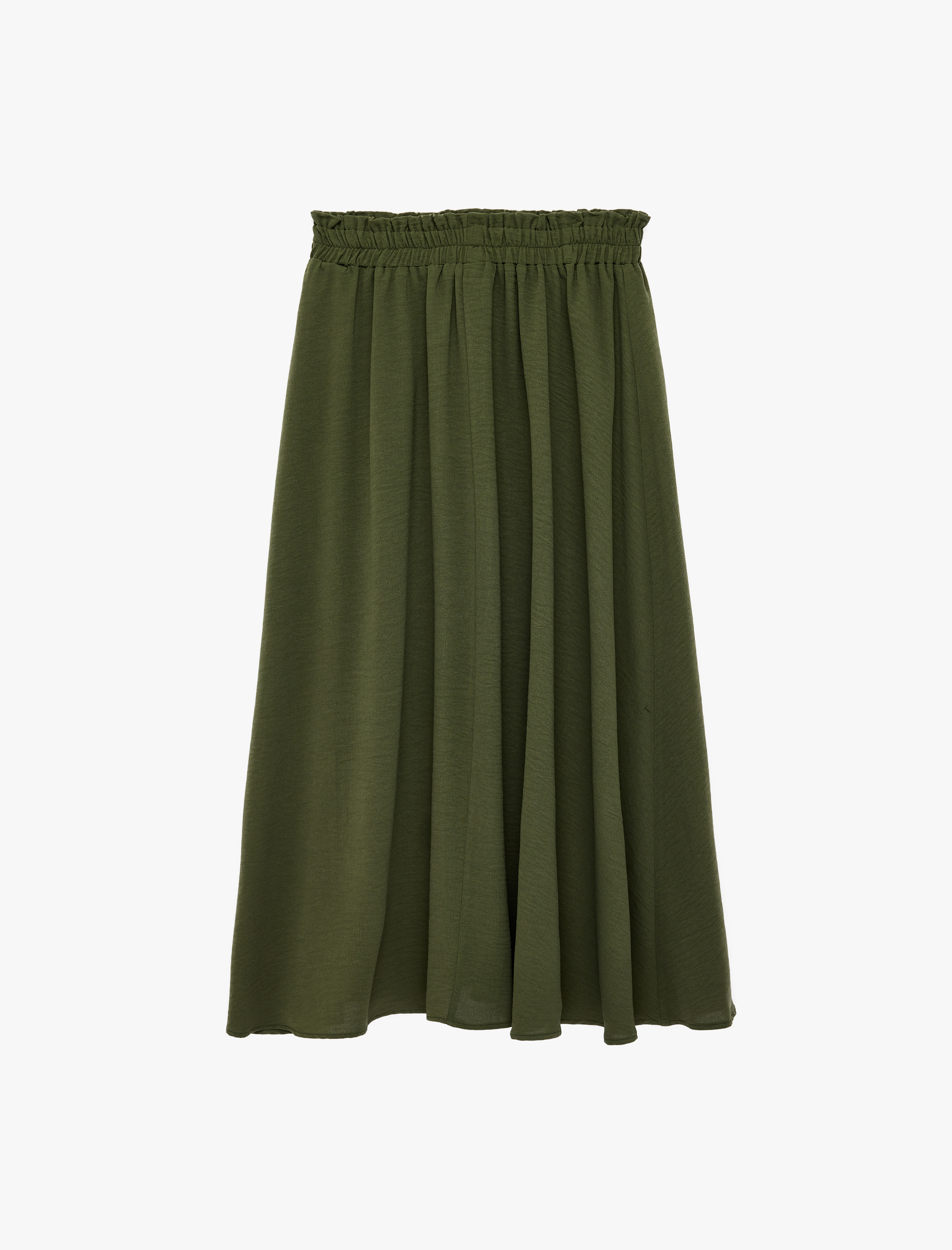   Rahat Kalıp Aerobin Kumaş Beli Lastikli Midi Çan Etek