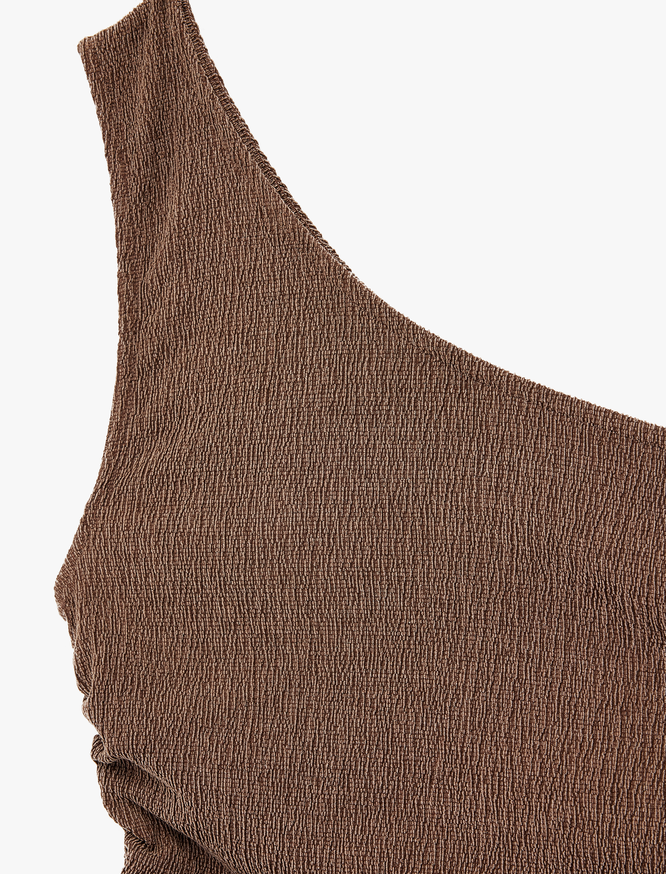   Bürümcük Kumaş Kolsuz Drape Detaylı Tek Omuz Bluz