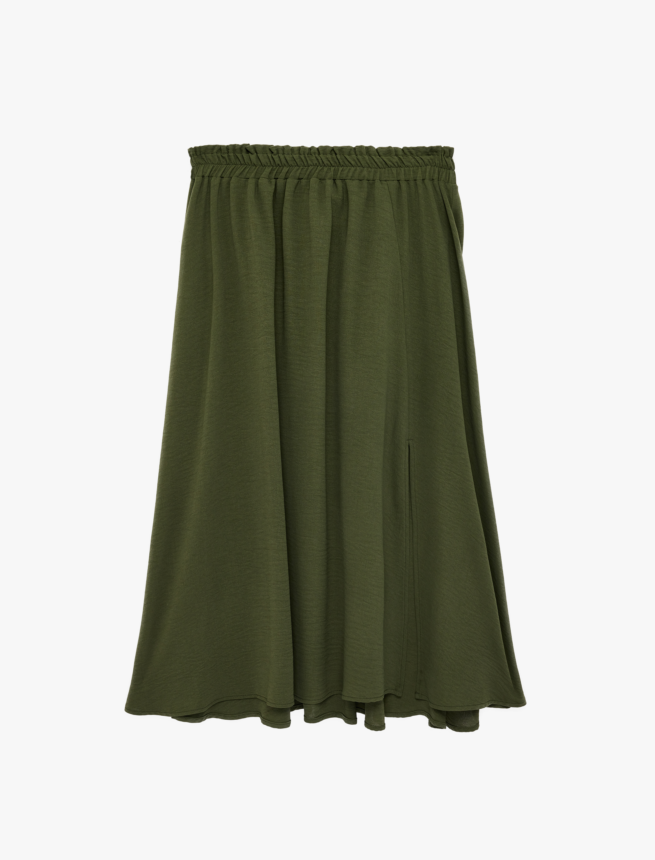   Rahat Kalıp Aerobin Kumaş Beli Lastikli Midi Çan Etek